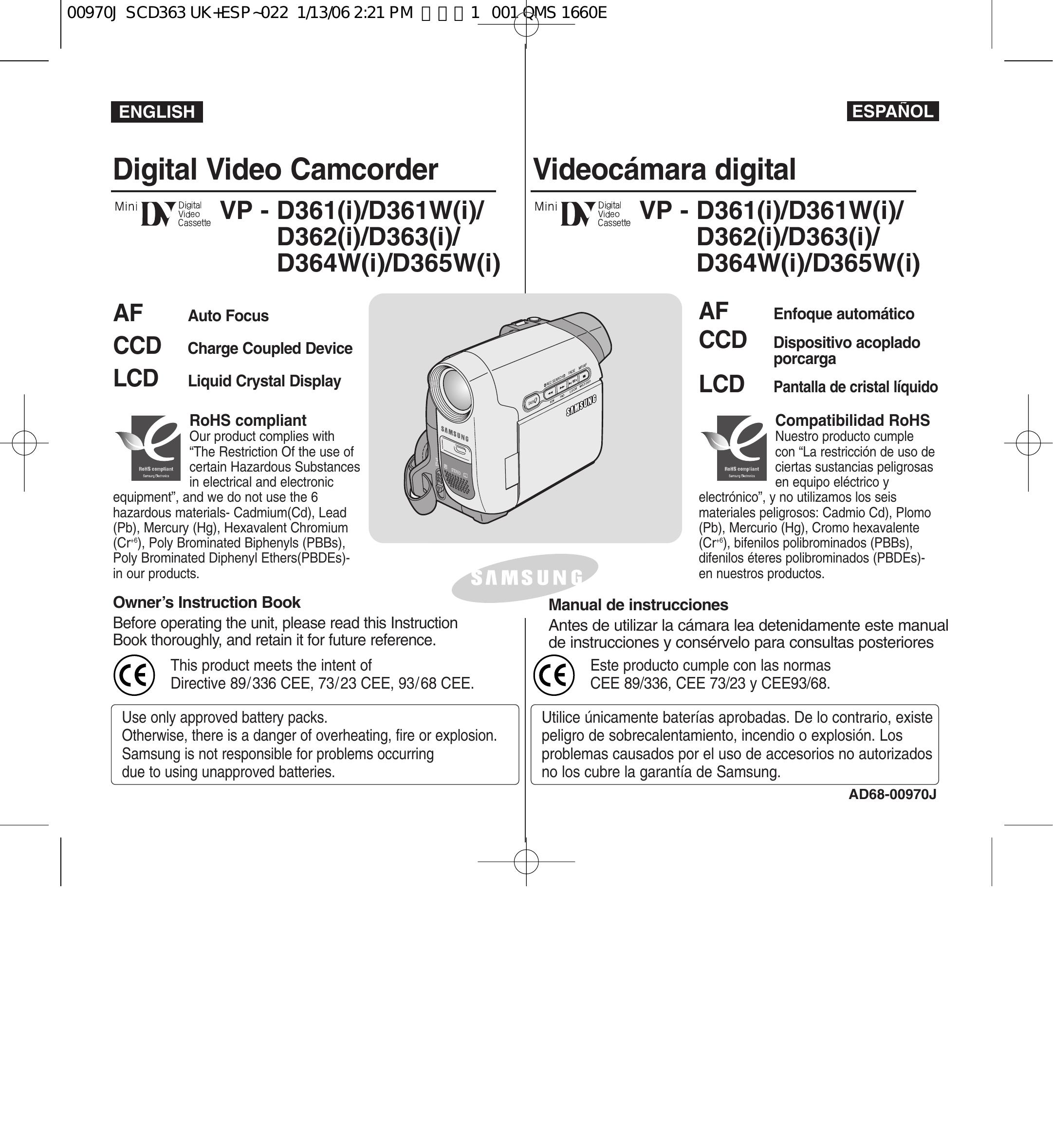 Samsung D365W(I) Camcorder User Manual