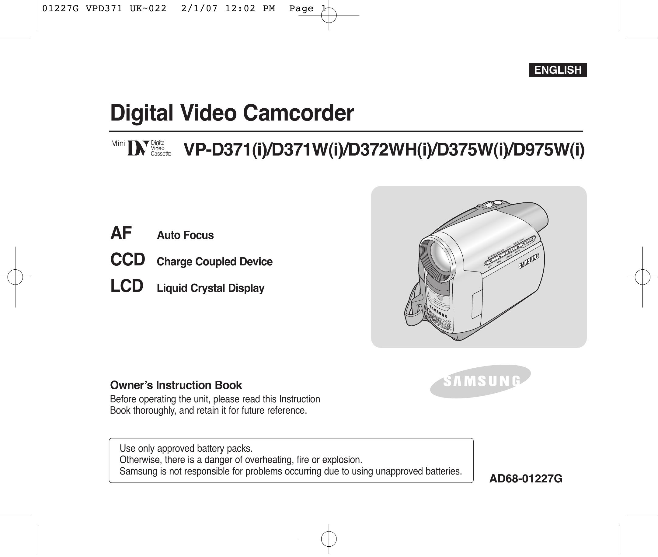 Samsung D372WH(i) Camcorder User Manual