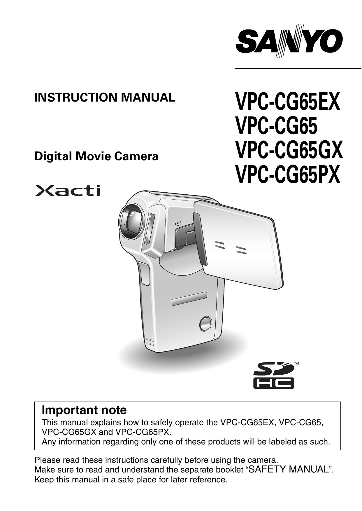 Sanyo VPC-CG65GX Camcorder User Manual