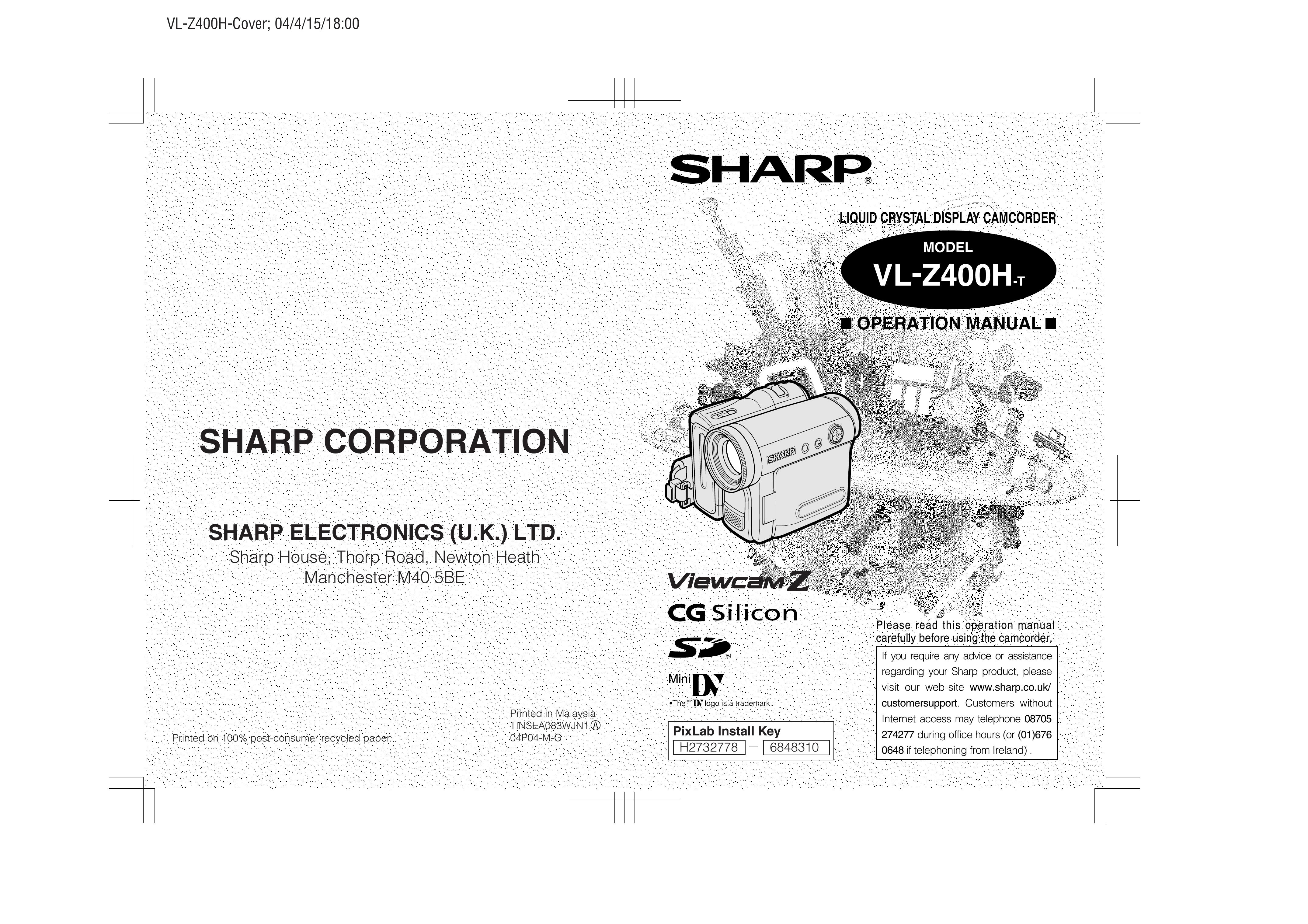 Sharp VL-Z400H-T Camcorder User Manual