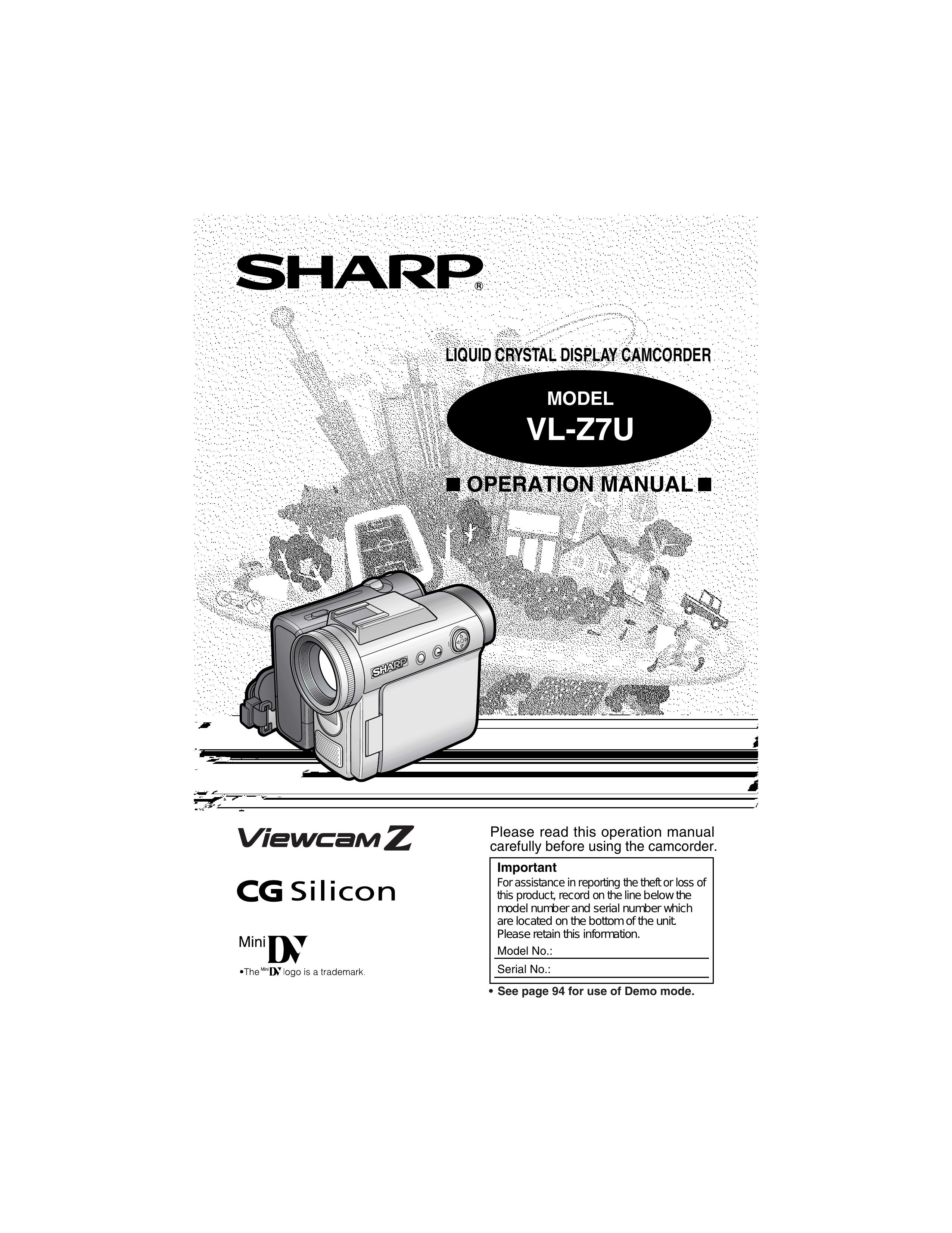 Sharp VL-Z7U Camcorder User Manual