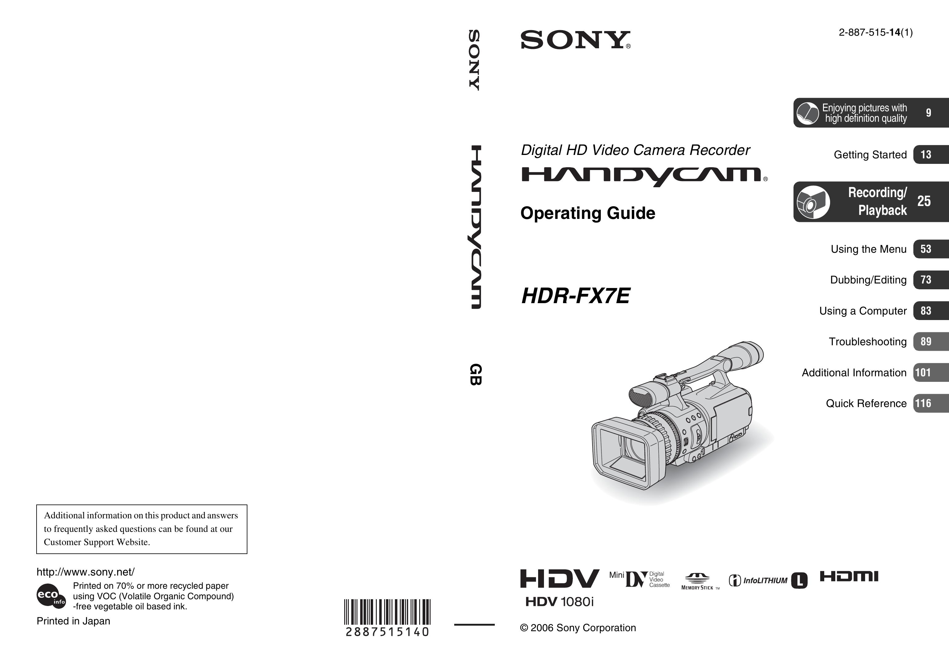Sony 2-887-515-14(1) Camcorder User Manual