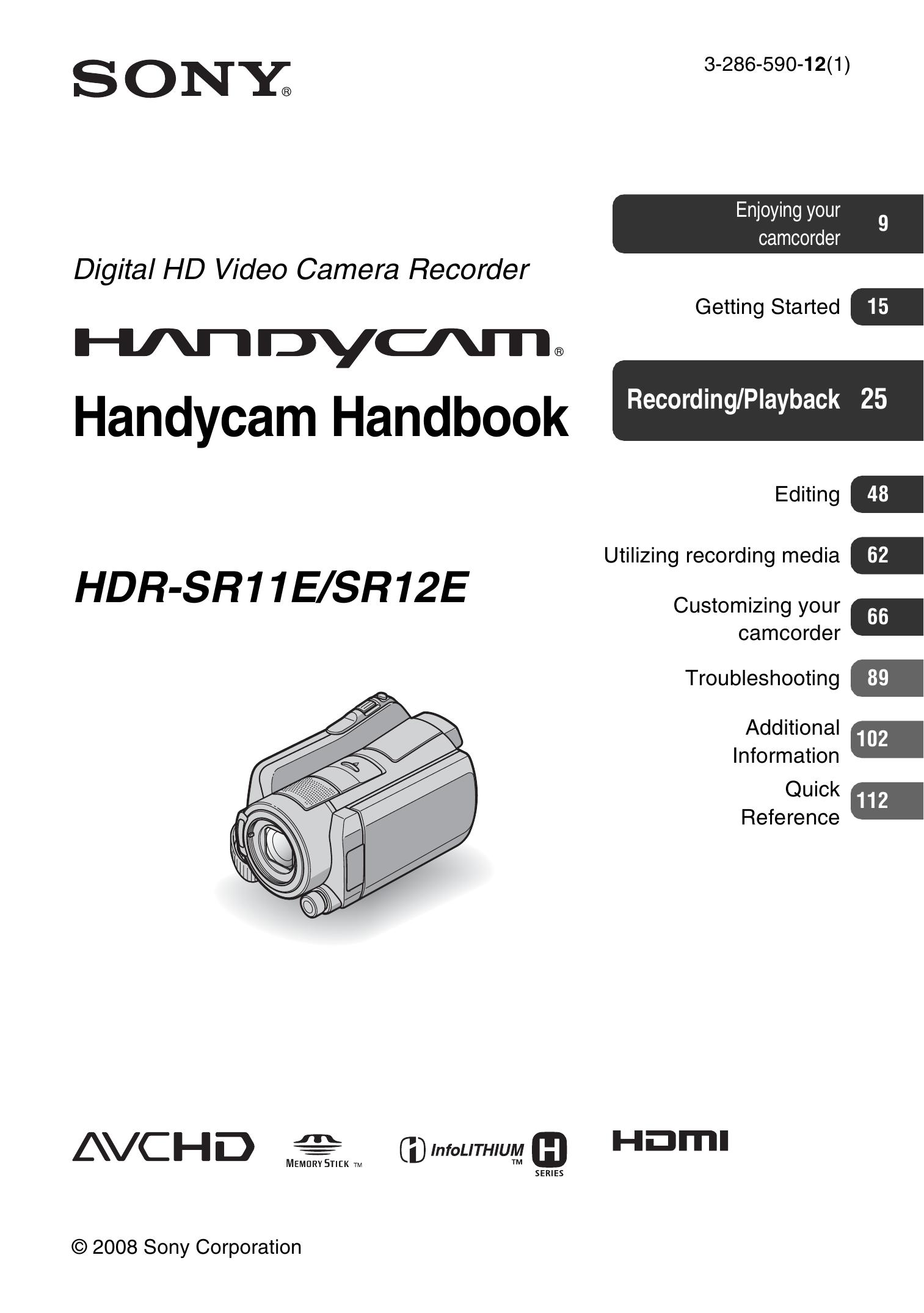 Sony 3-286-590-12(1) Camcorder User Manual