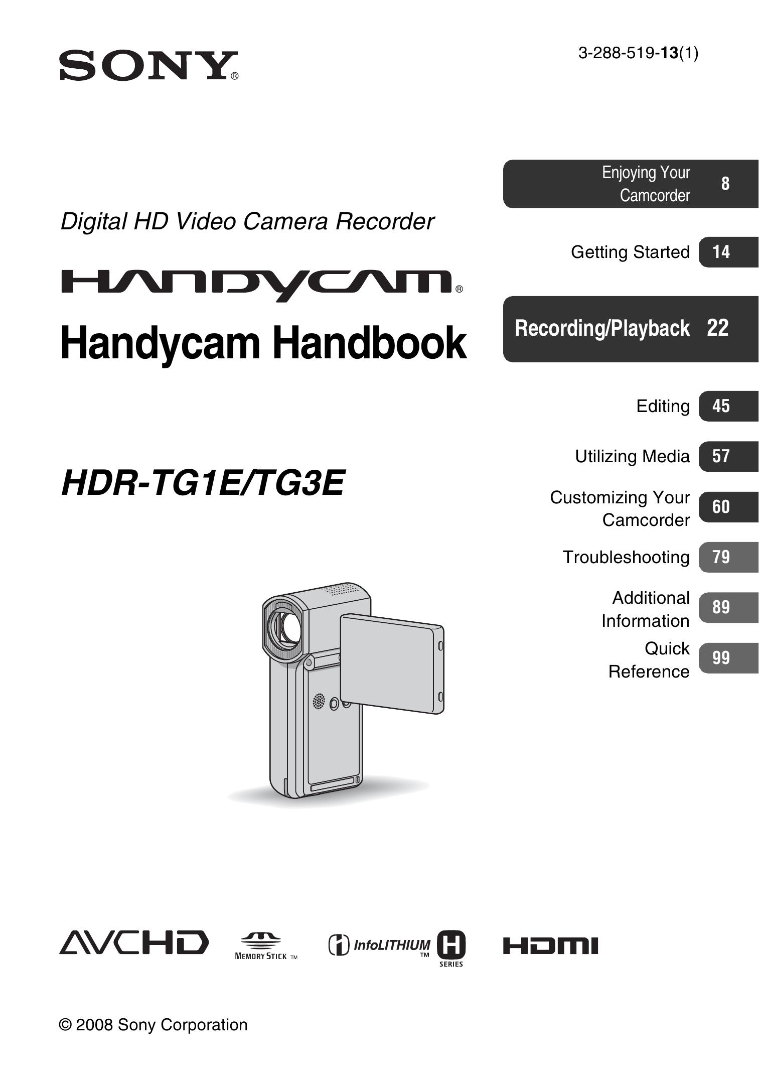 Sony 3-288-519-13(1) Camcorder User Manual