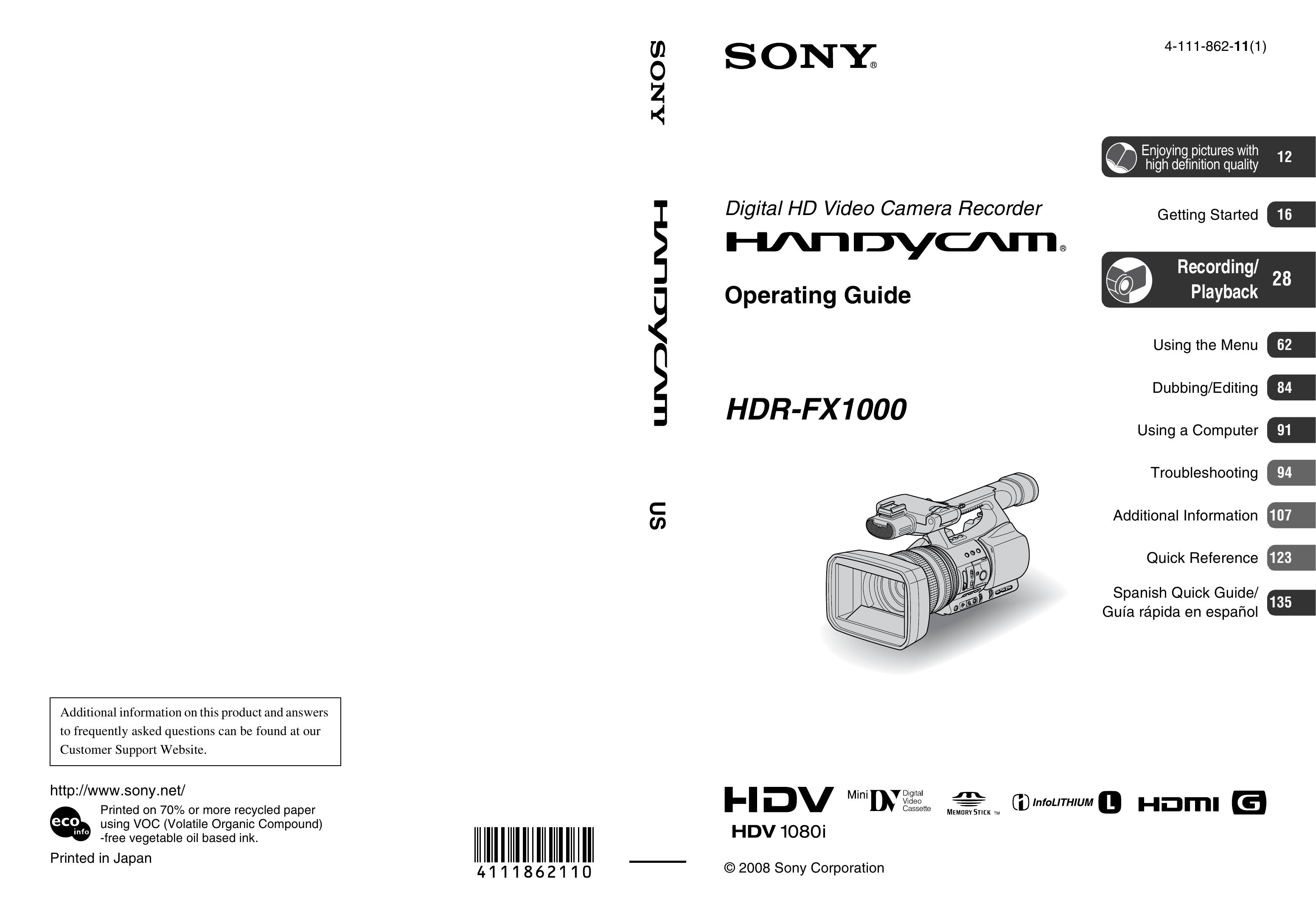 Sony 4-111-862-11(1) Camcorder User Manual