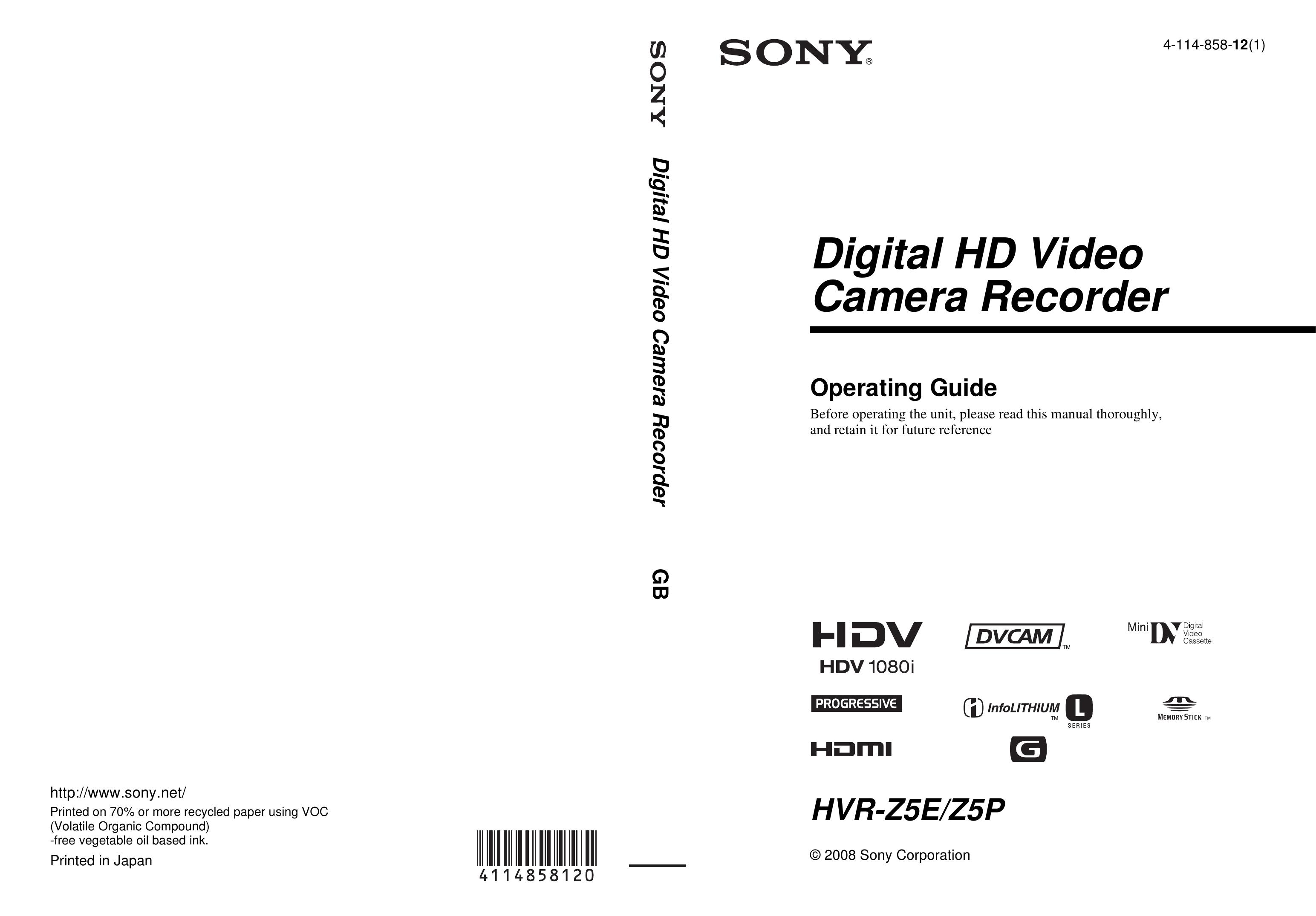 Sony 4-114-858-12(1) Camcorder User Manual