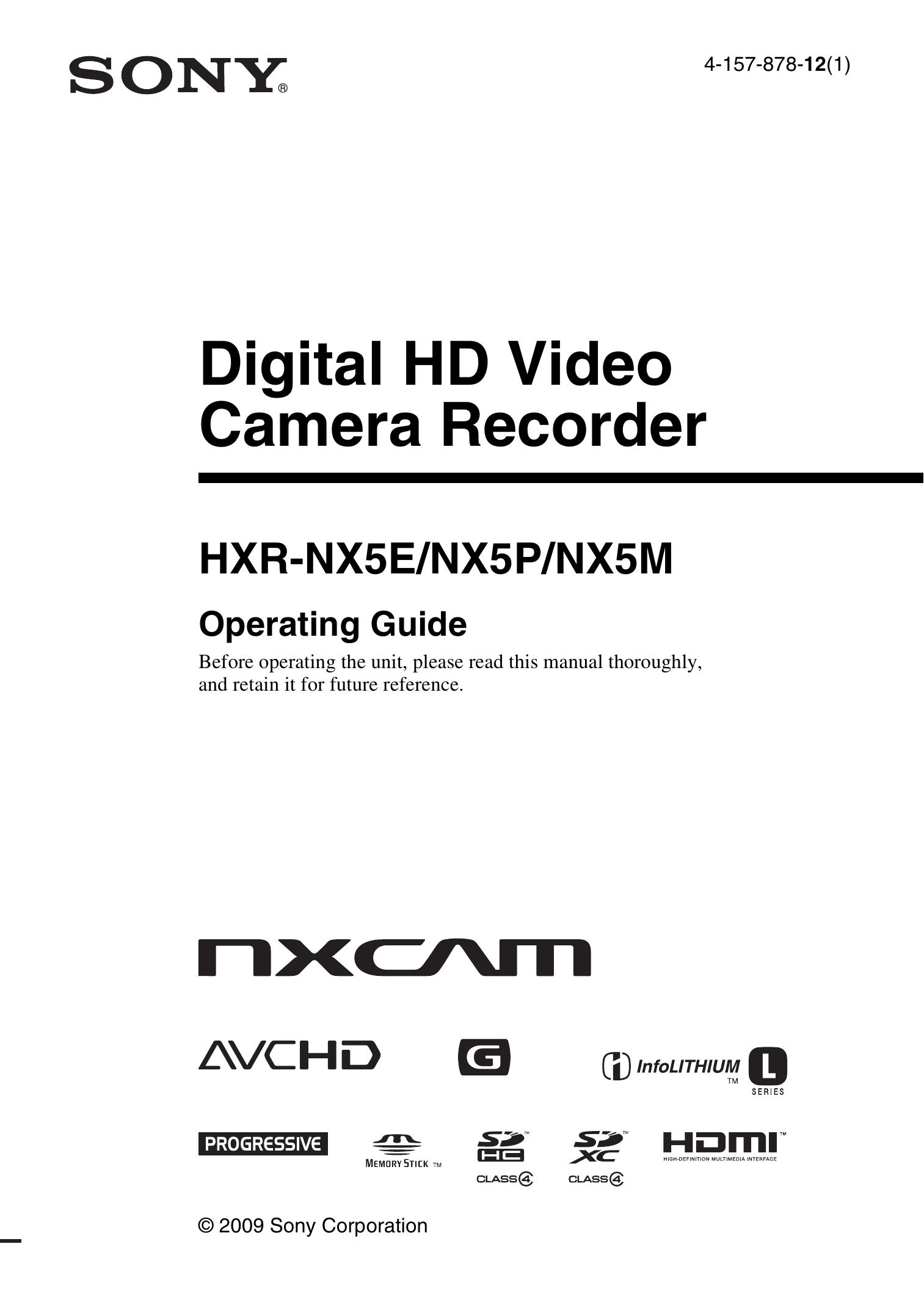 Sony 4-157-878-12(1) Camcorder User Manual