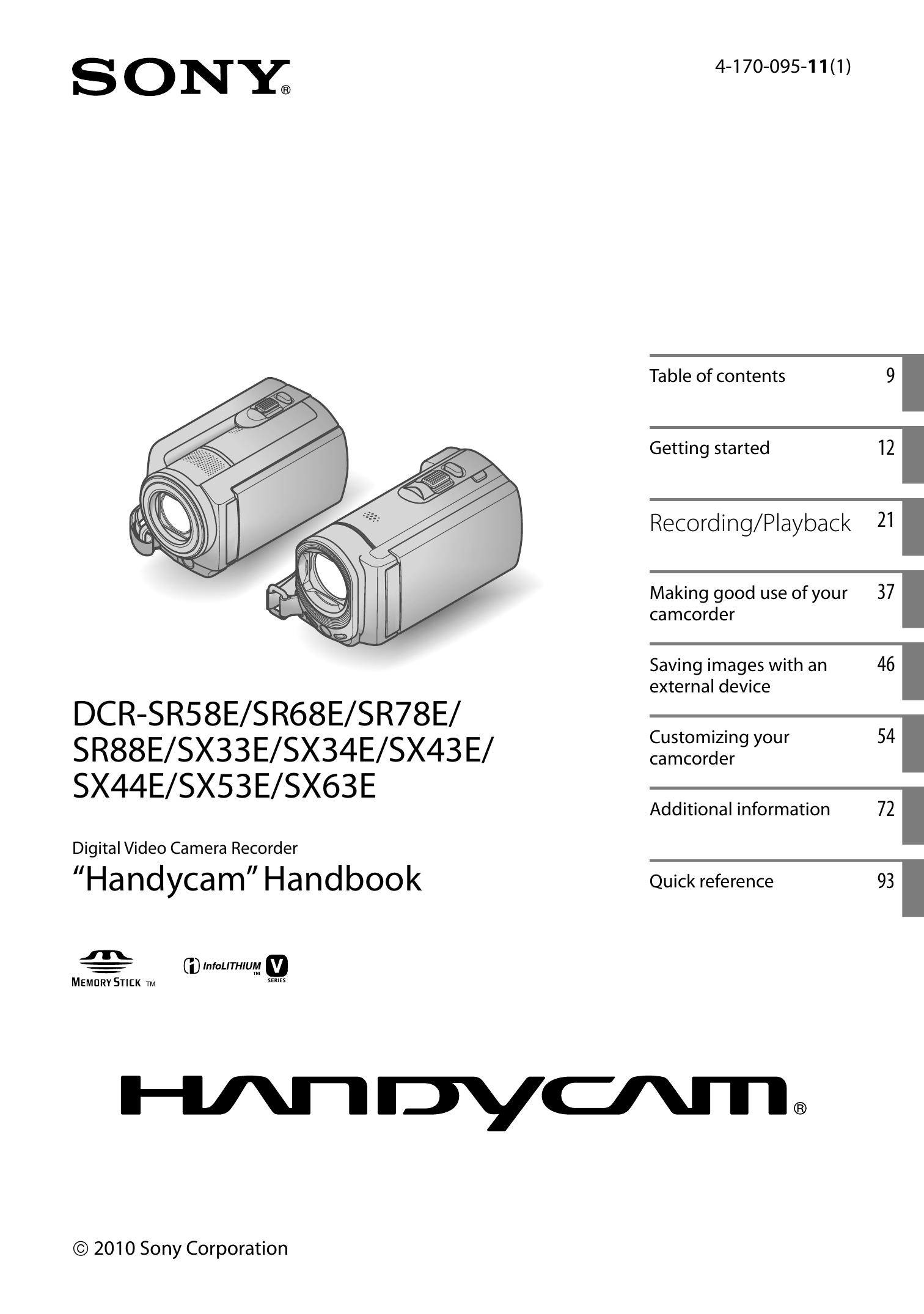 Sony 4-170-095-11(1) Camcorder User Manual