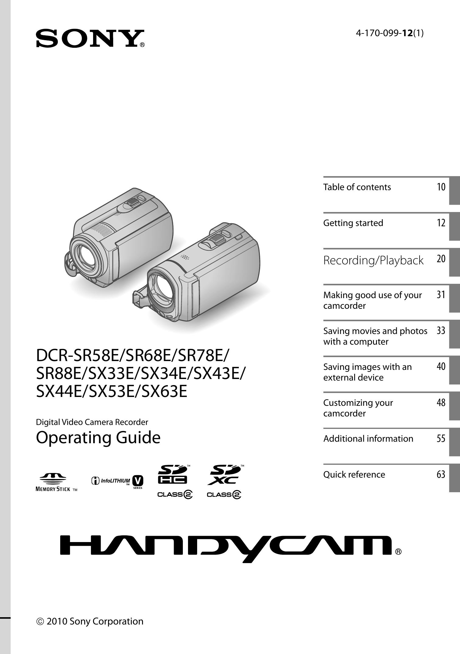 Sony 4-170-099-12(1) Camcorder User Manual