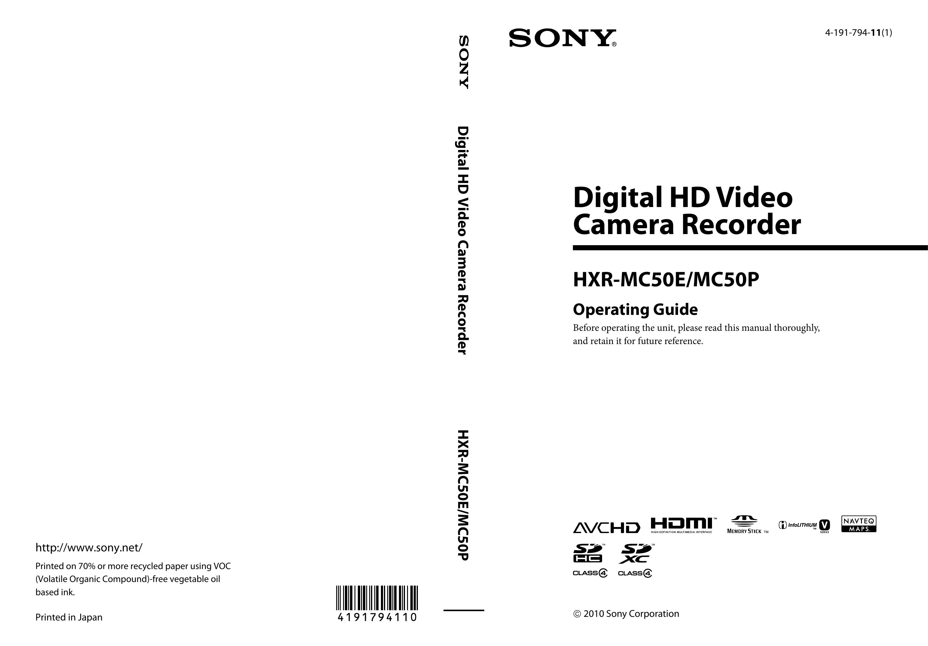 Sony 4-191-794-11(1) Camcorder User Manual