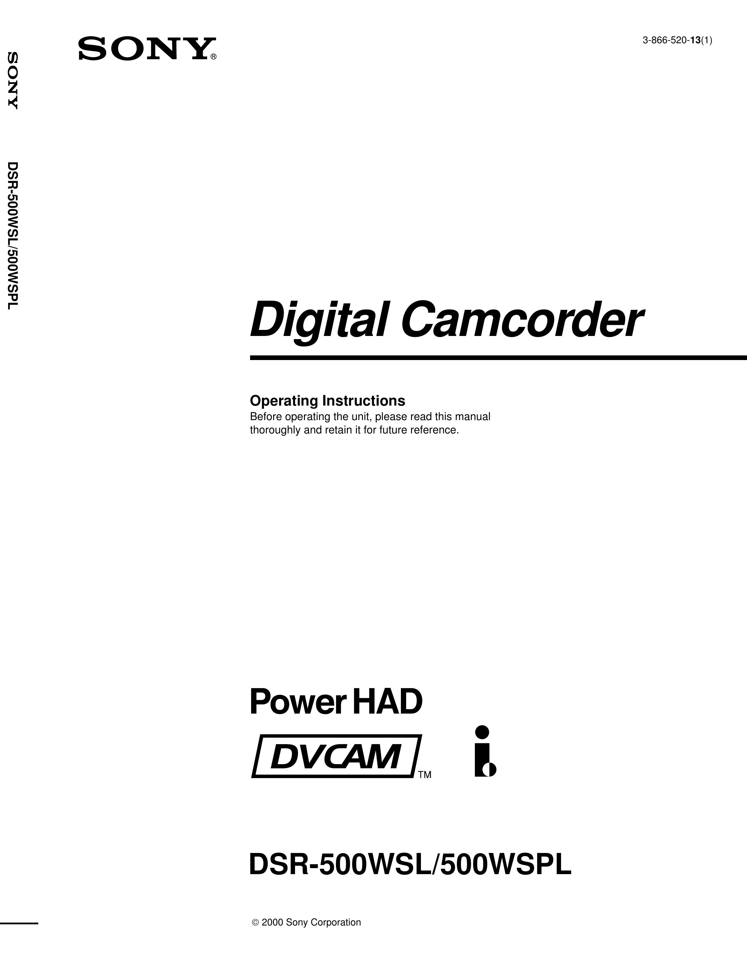 Sony 500WSPL Camcorder User Manual