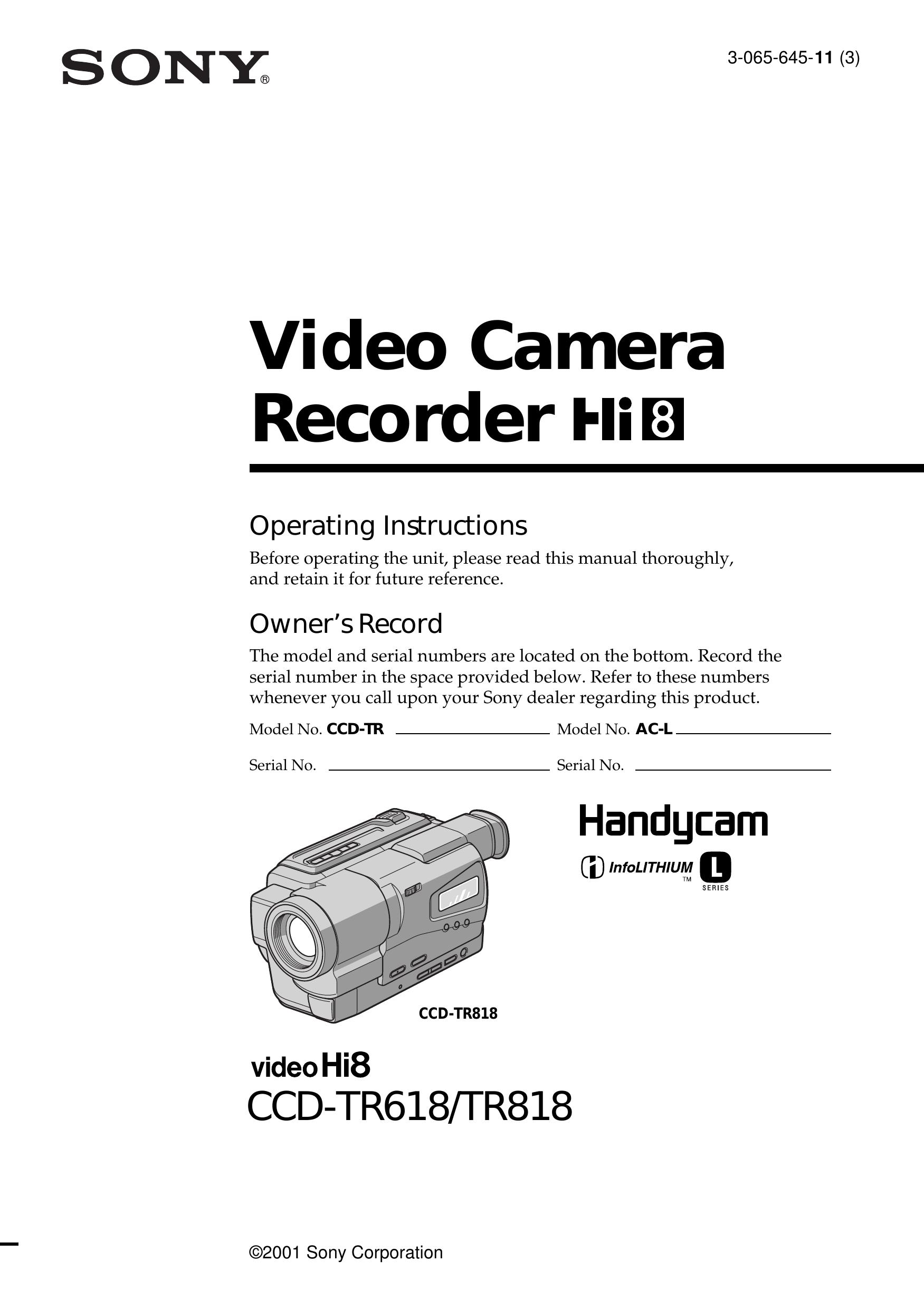 Sony AC-L Camcorder User Manual