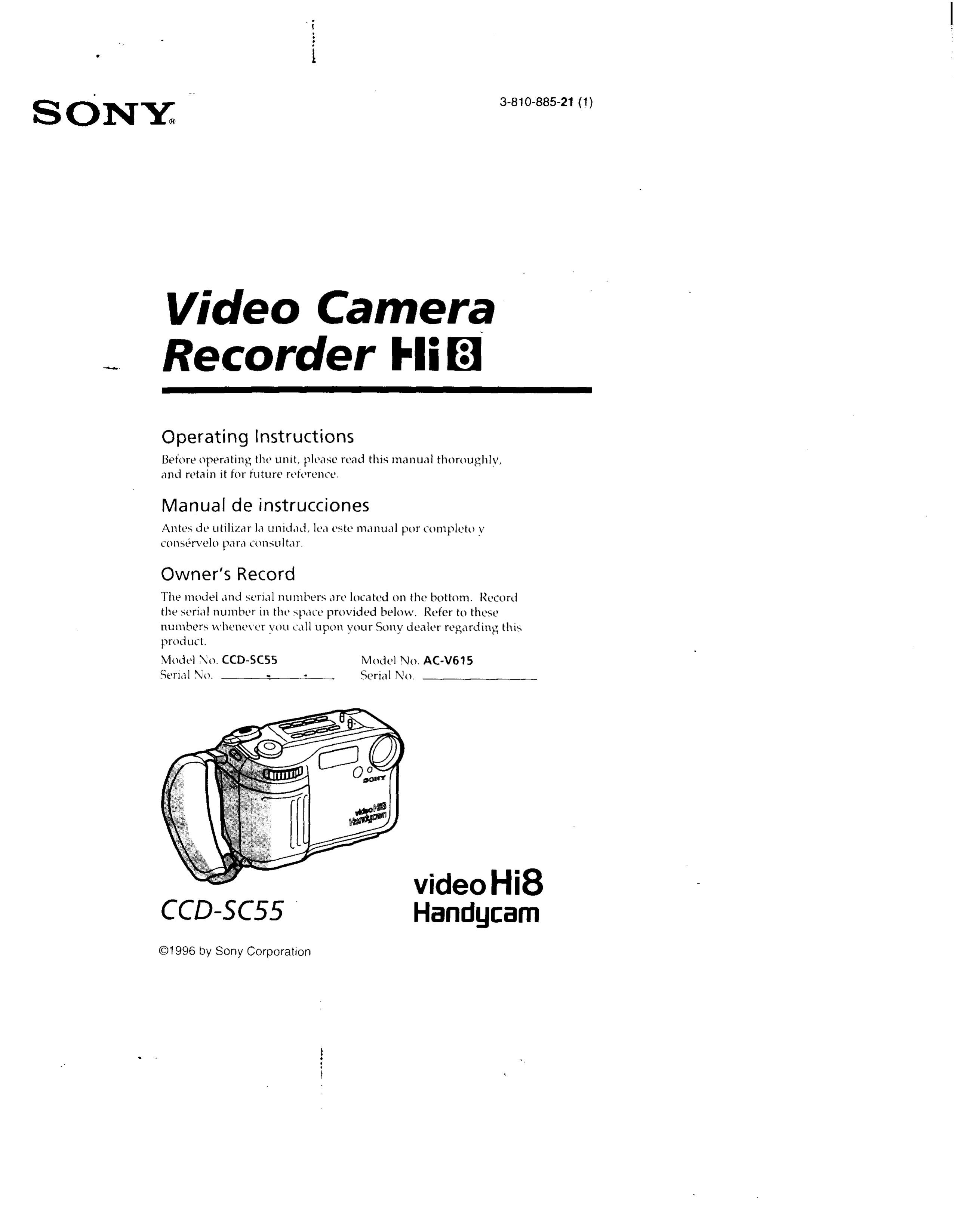 Sony AC-V615 Camcorder User Manual