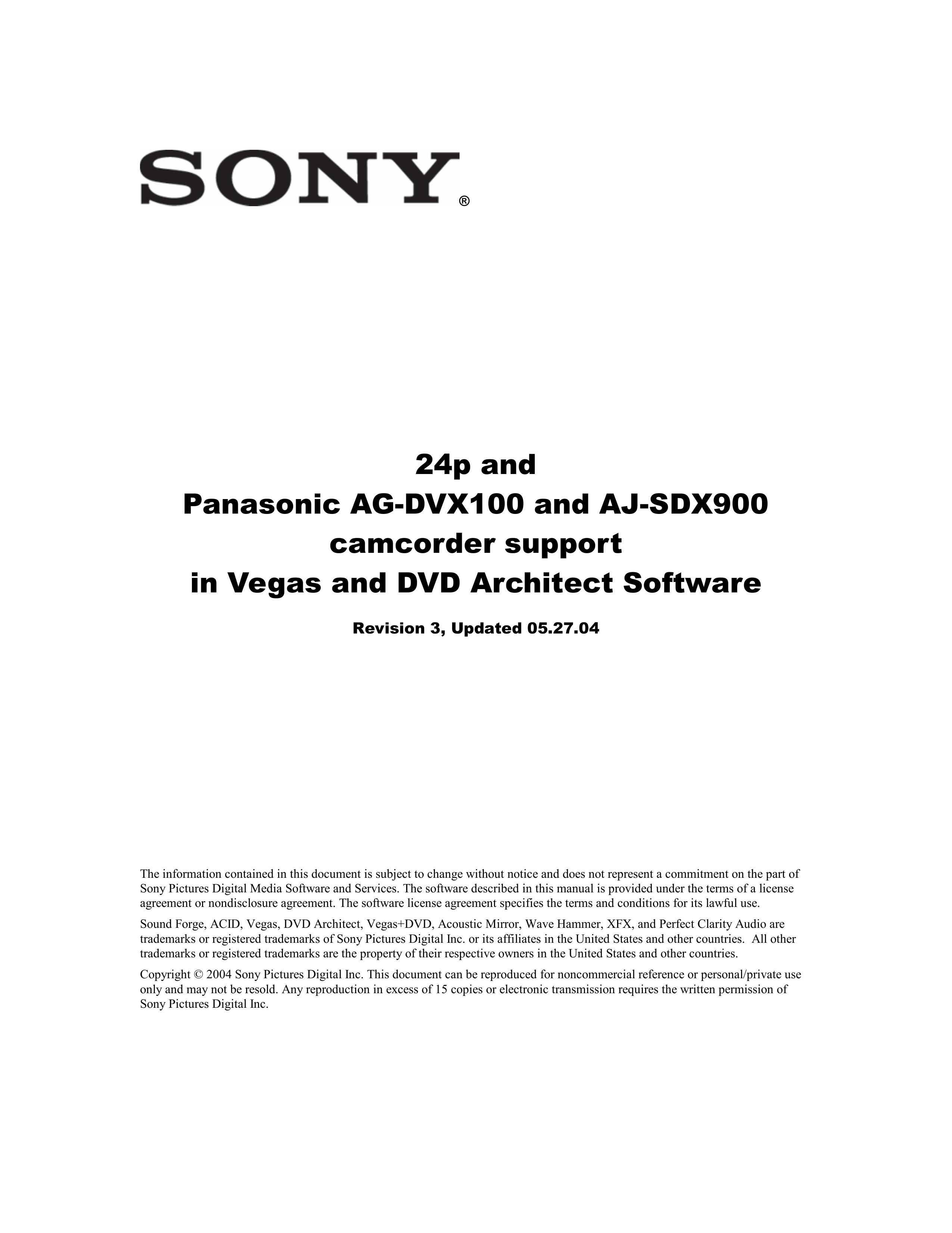 Sony AJ-SDX900 Camcorder User Manual