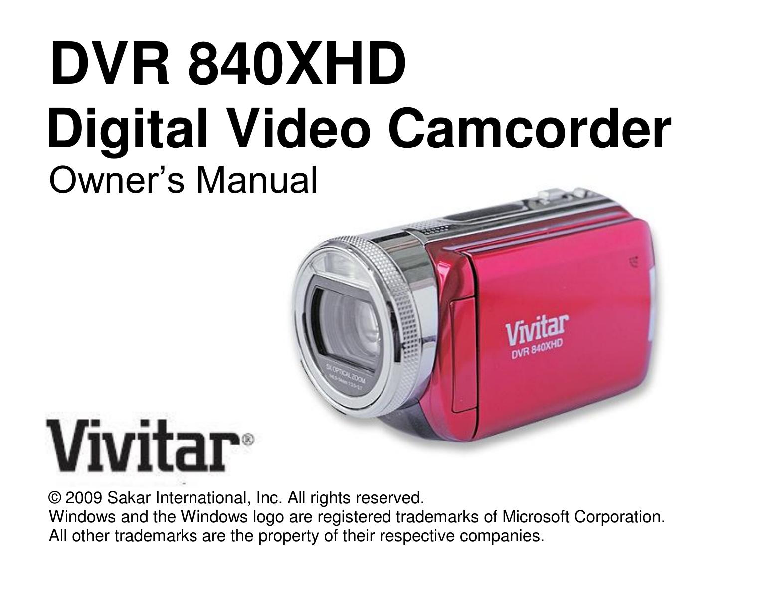 Vivitar 840XHD Camcorder User Manual