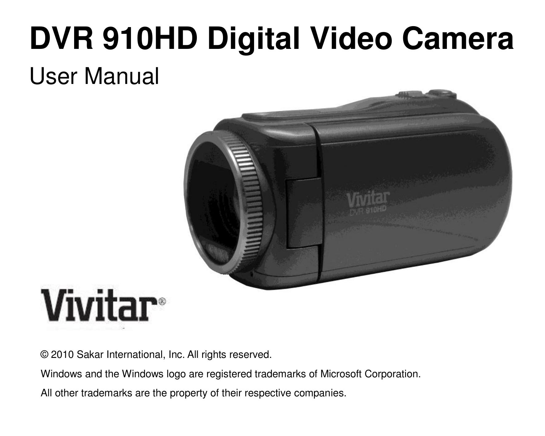 Vivitar DVR 910HD Camcorder User Manual
