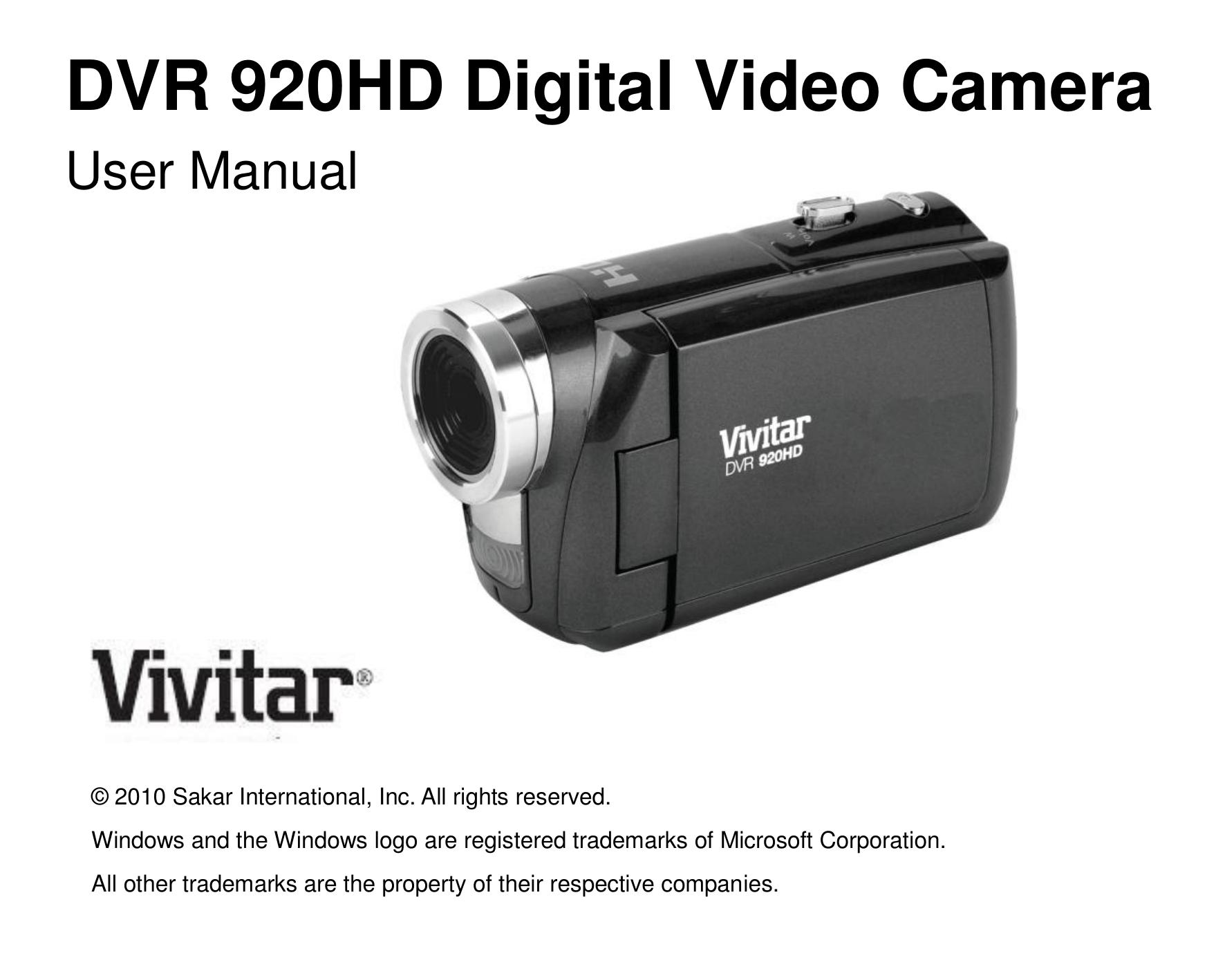 Vivitar DVR 920HD Camcorder User Manual