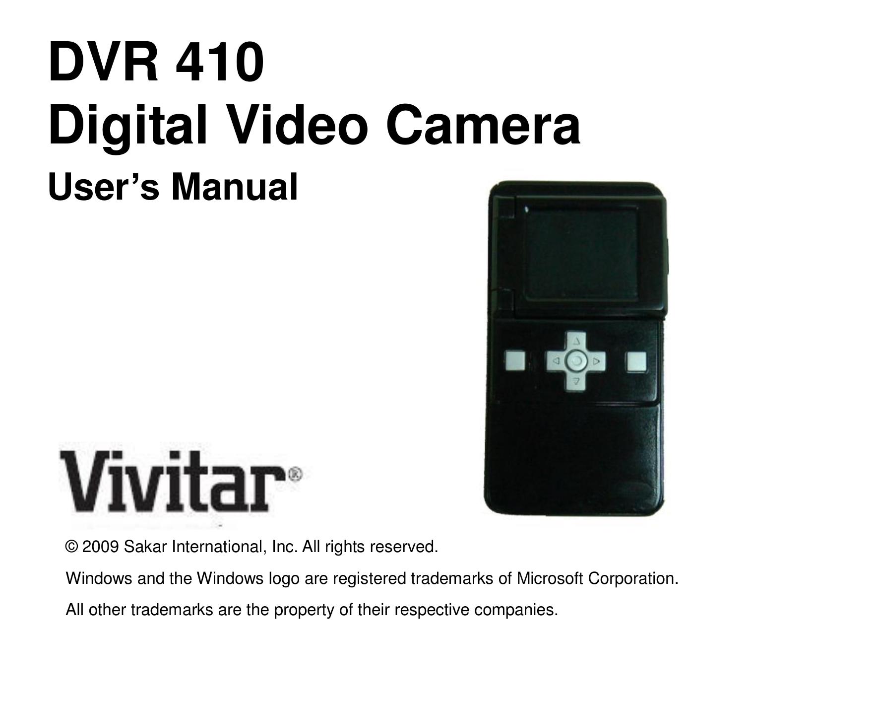 Vivitar DVR410 Camcorder User Manual