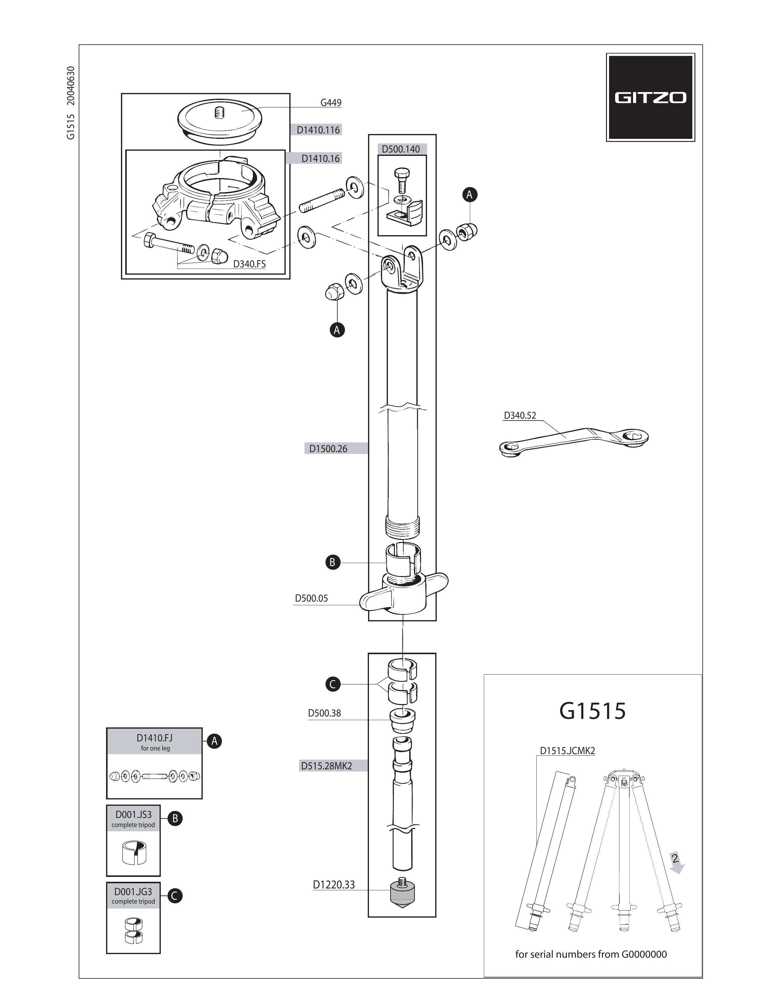 Gitzo G1515 Camcorder Accessories User Manual