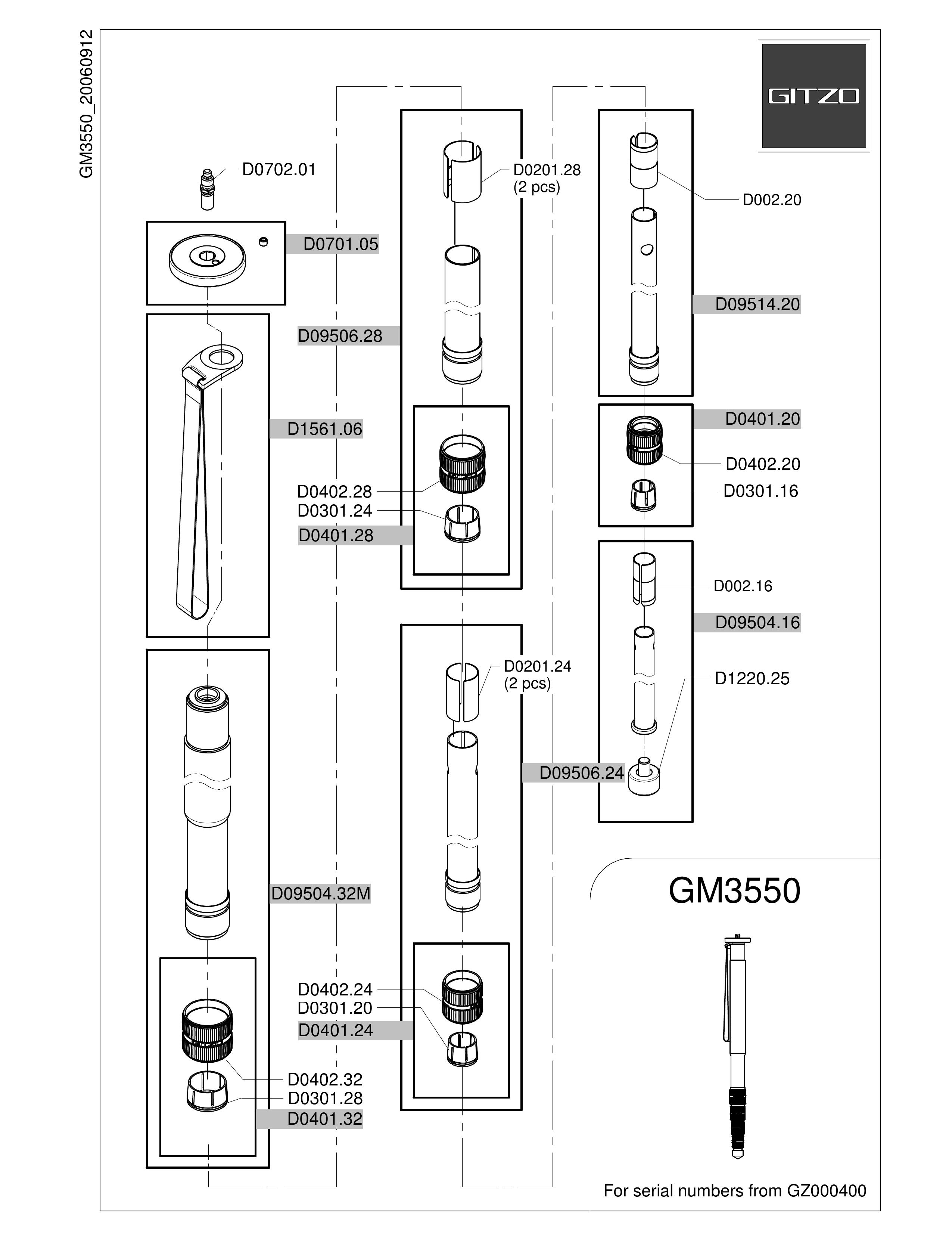 Gitzo GM3550 Camcorder Accessories User Manual