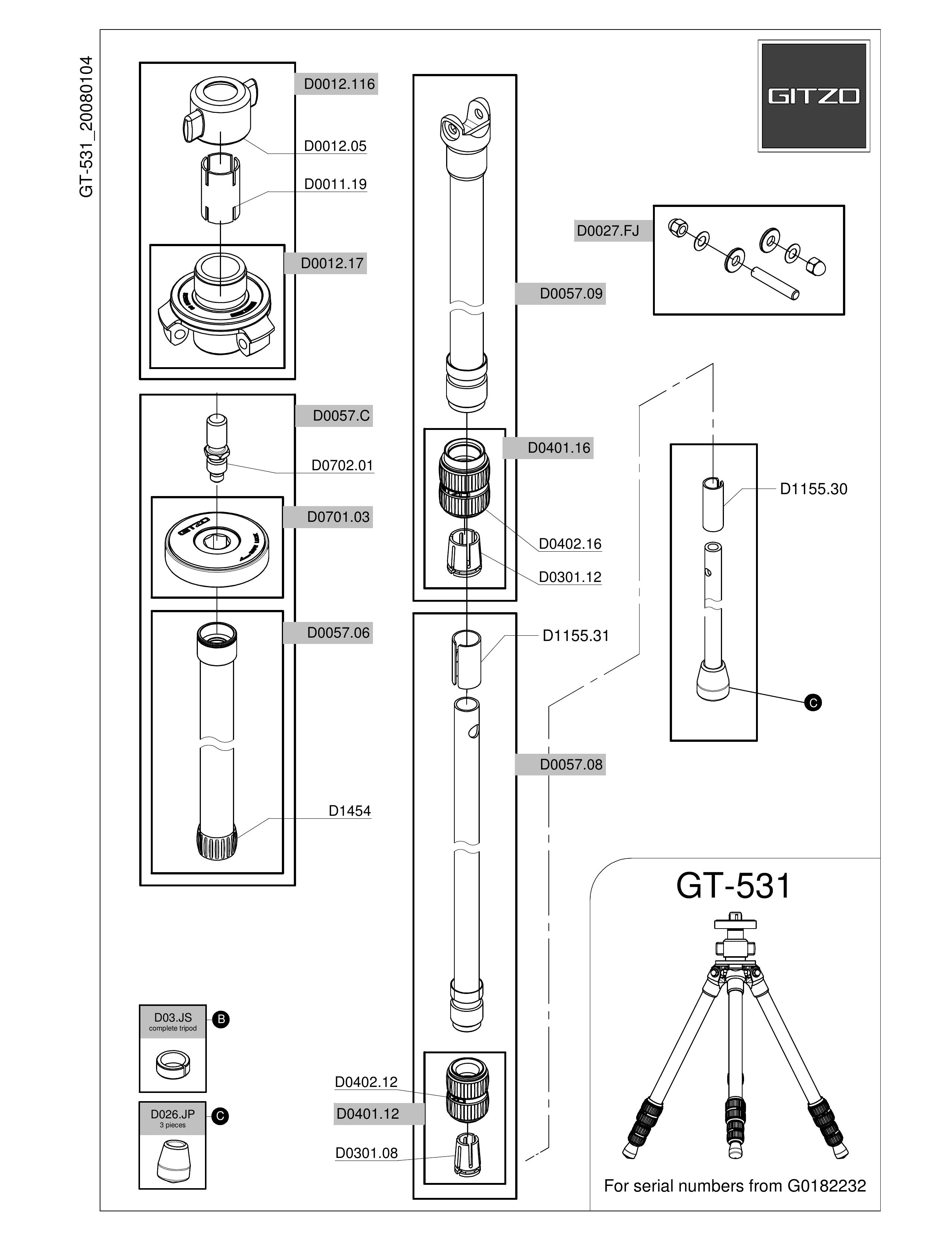 Gitzo GT-531 Camcorder Accessories User Manual