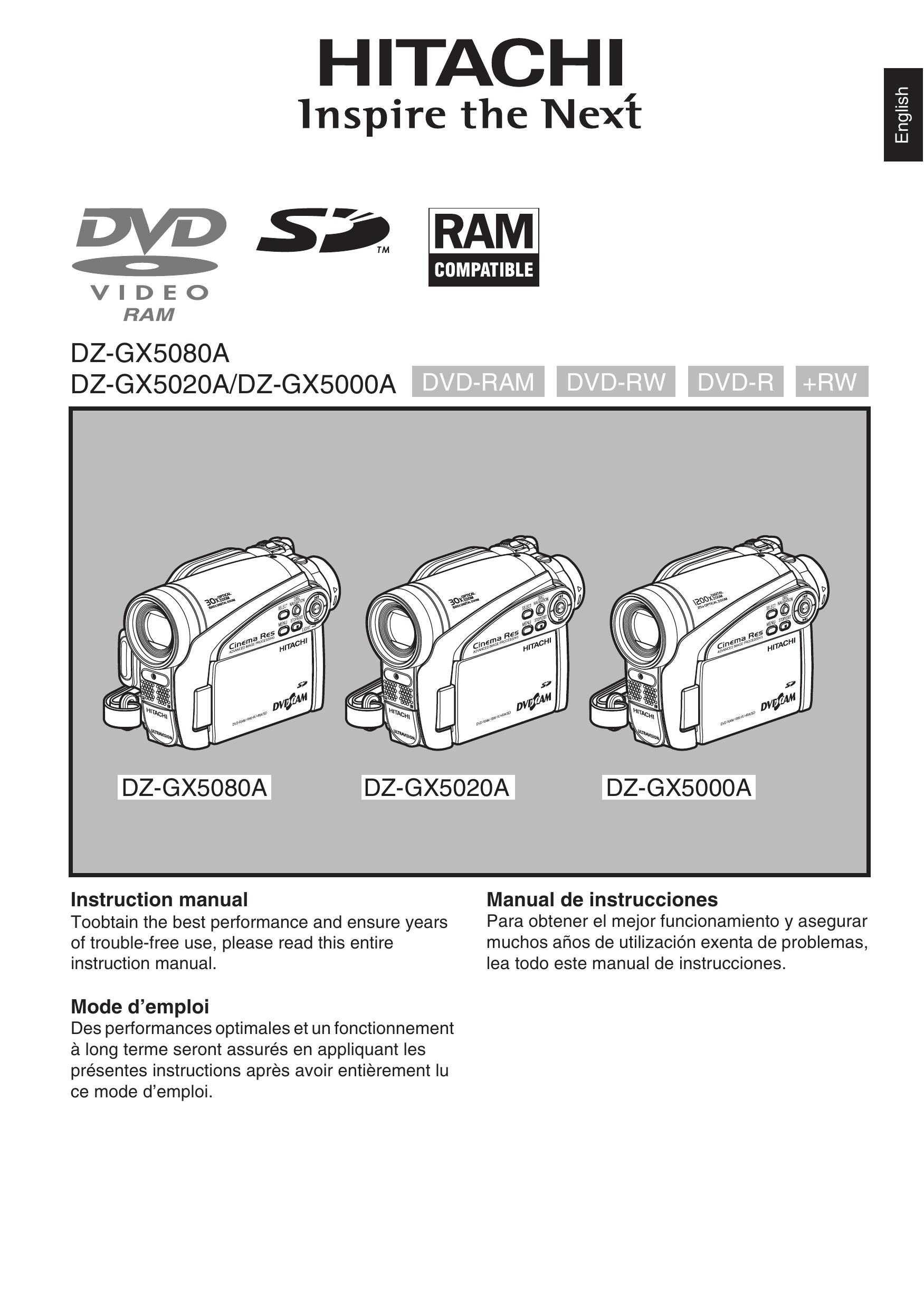 Hitachi DZ-GX5000A Camcorder Accessories User Manual