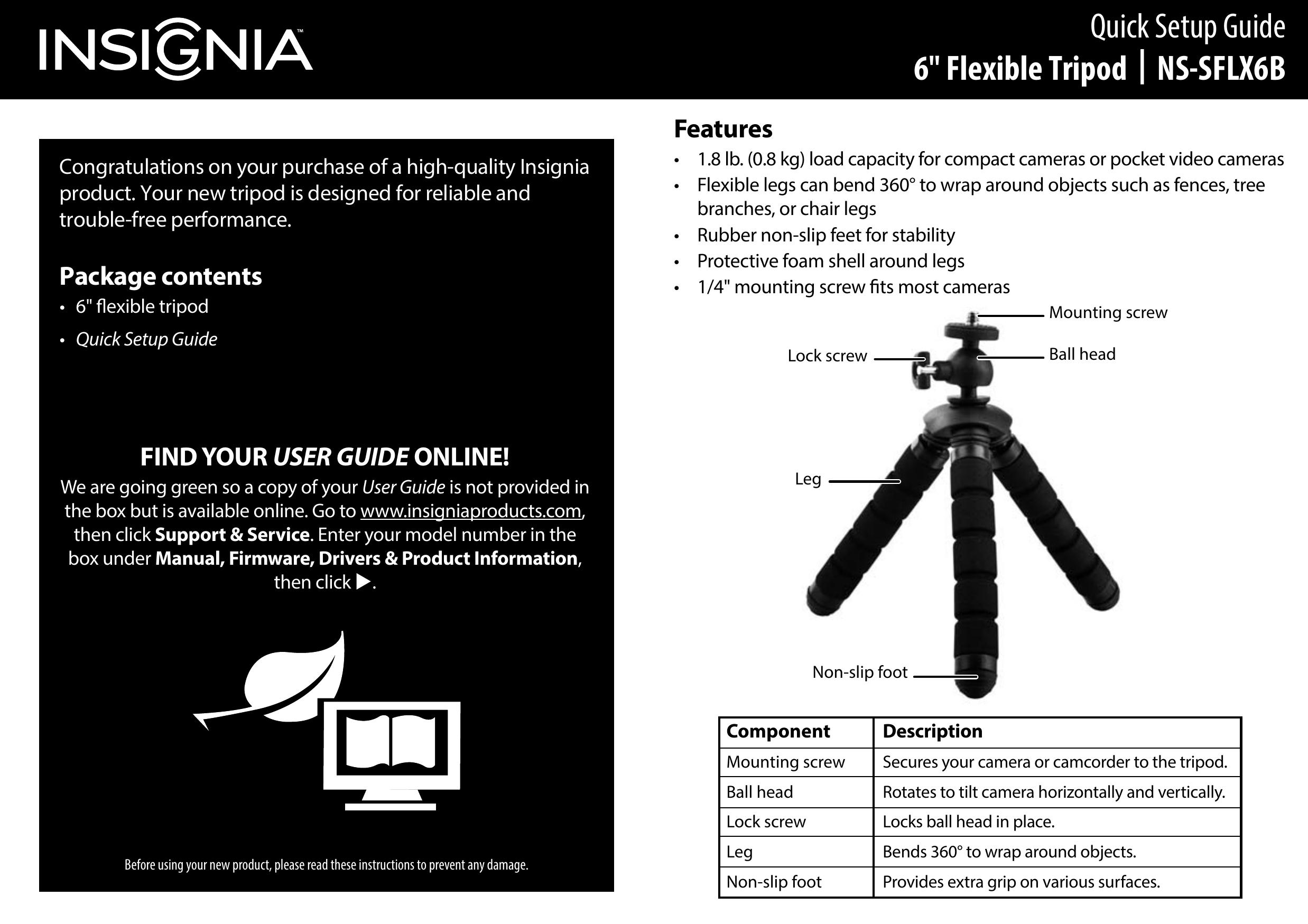 Insignia NS-SFLX6B Camcorder Accessories User Manual