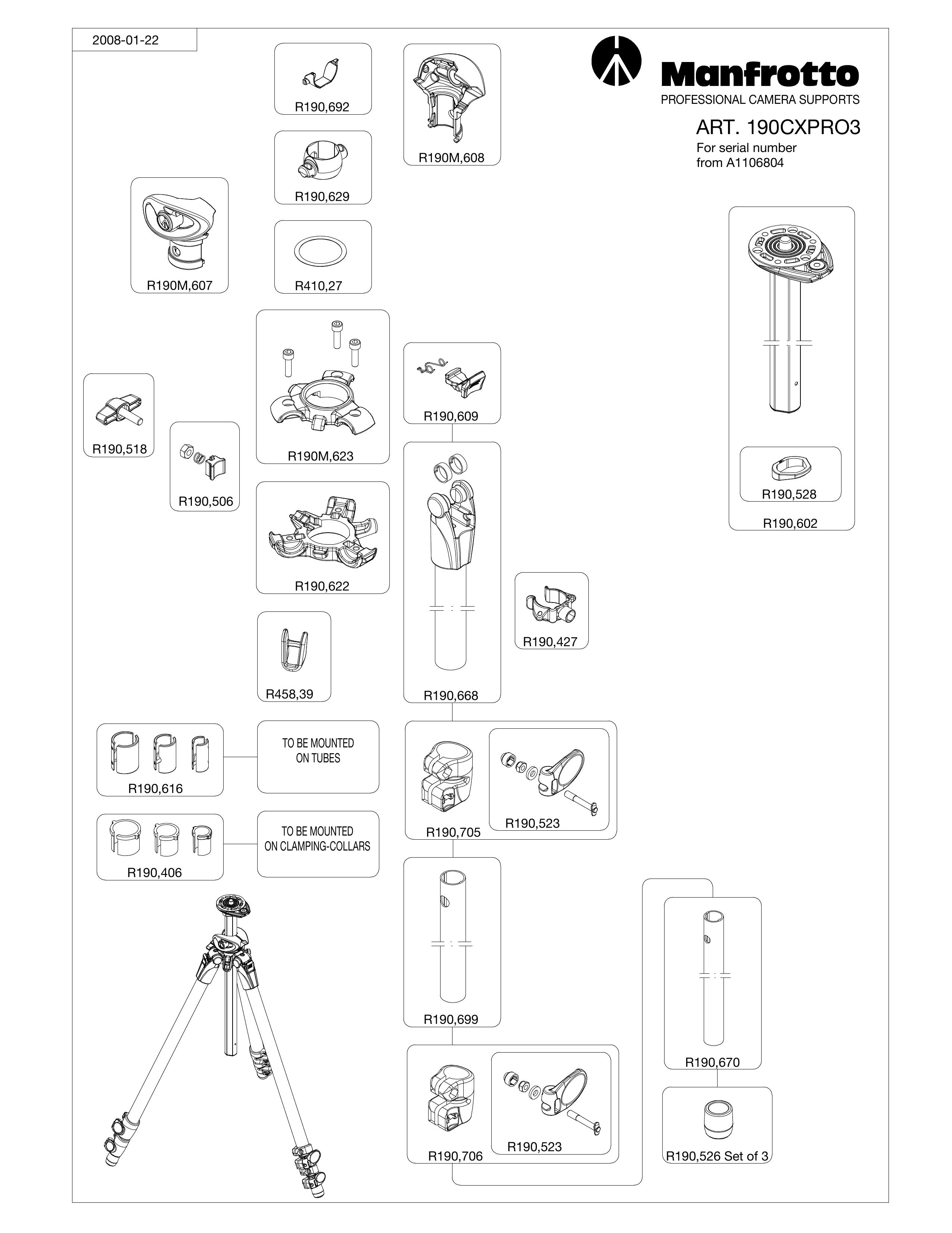 Manfrotto ART. 190CXPRO3 Camcorder Accessories User Manual