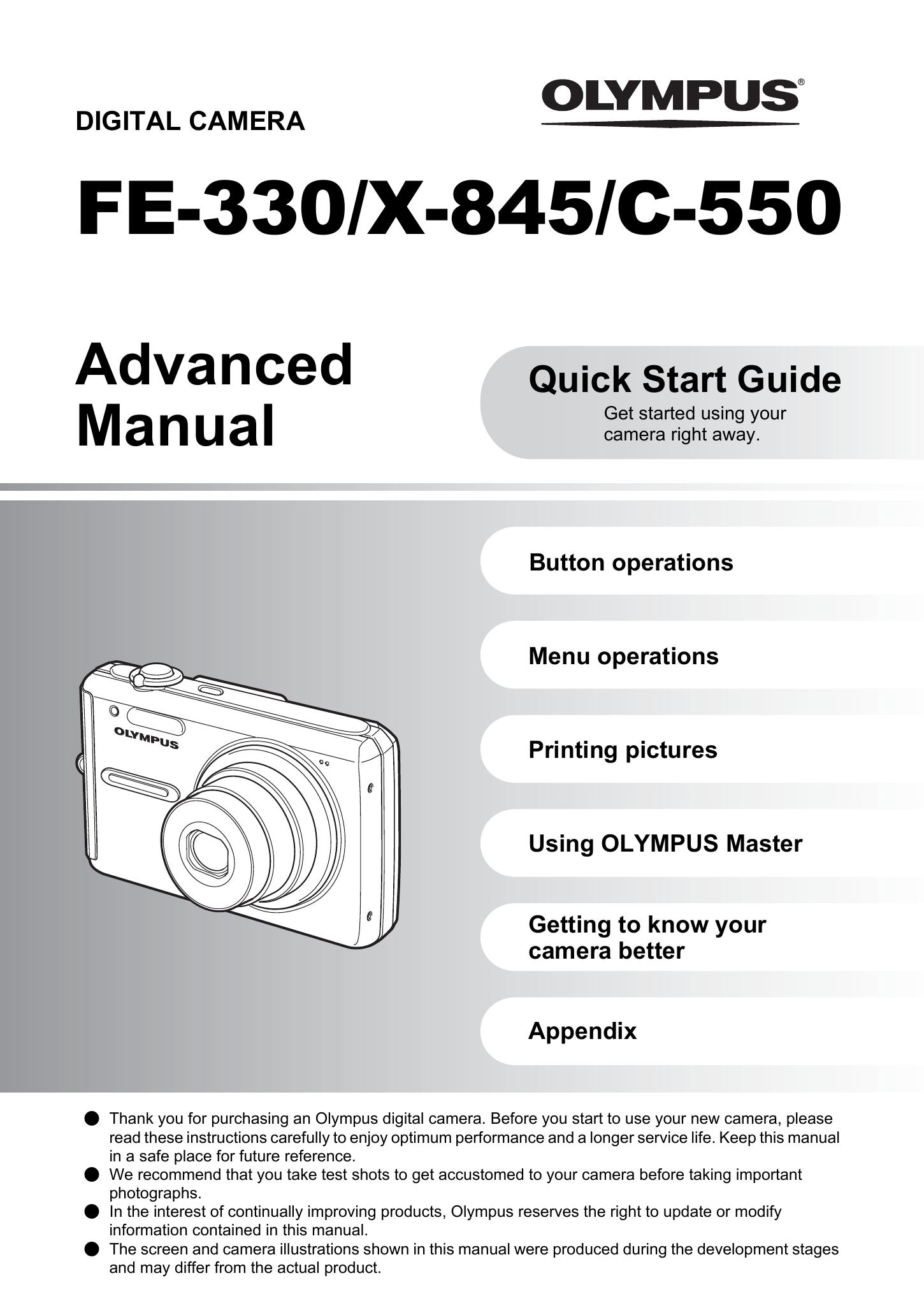 Olympus FE-330 Camcorder Accessories User Manual