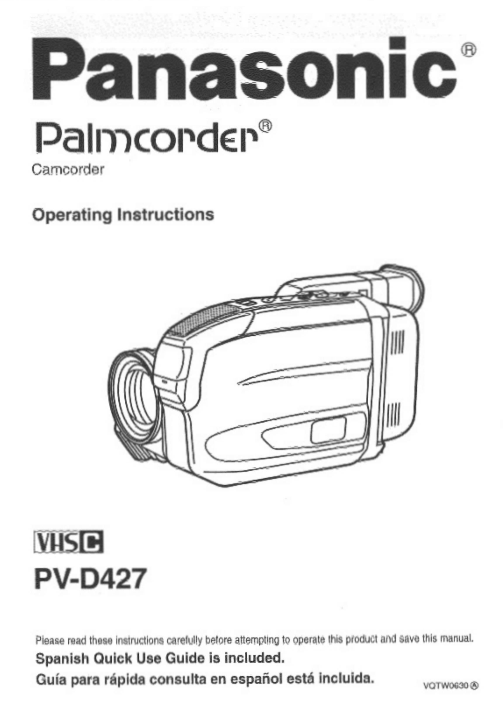 Panasonic PV-D427 Camcorder Accessories User Manual