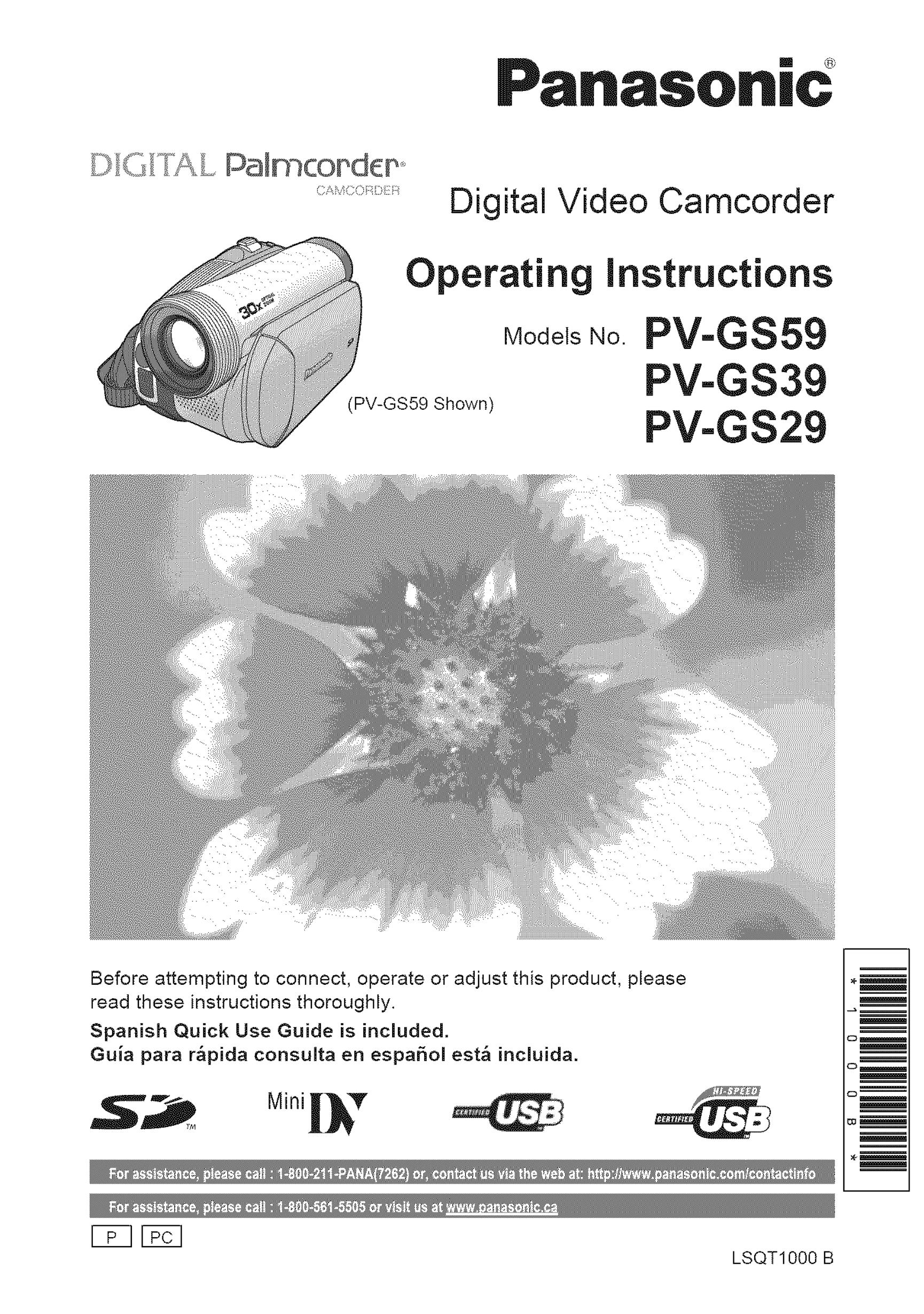 Panasonic PV-GS29 Camcorder Accessories User Manual