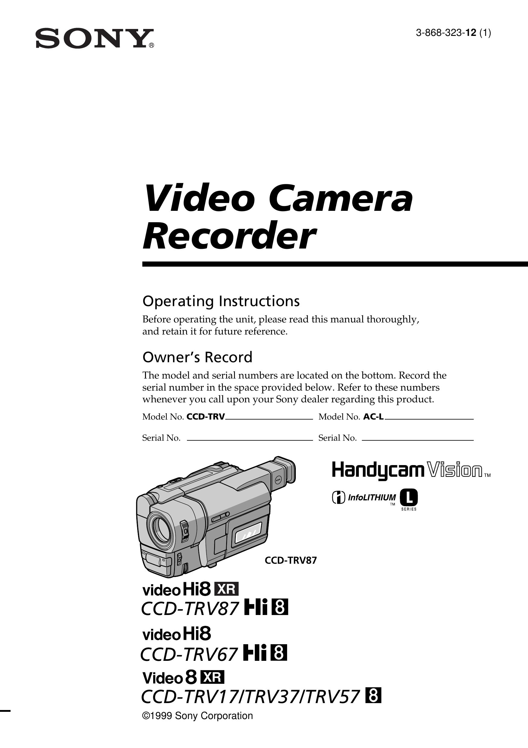 Sony CCD-TRV37 Camcorder Accessories User Manual