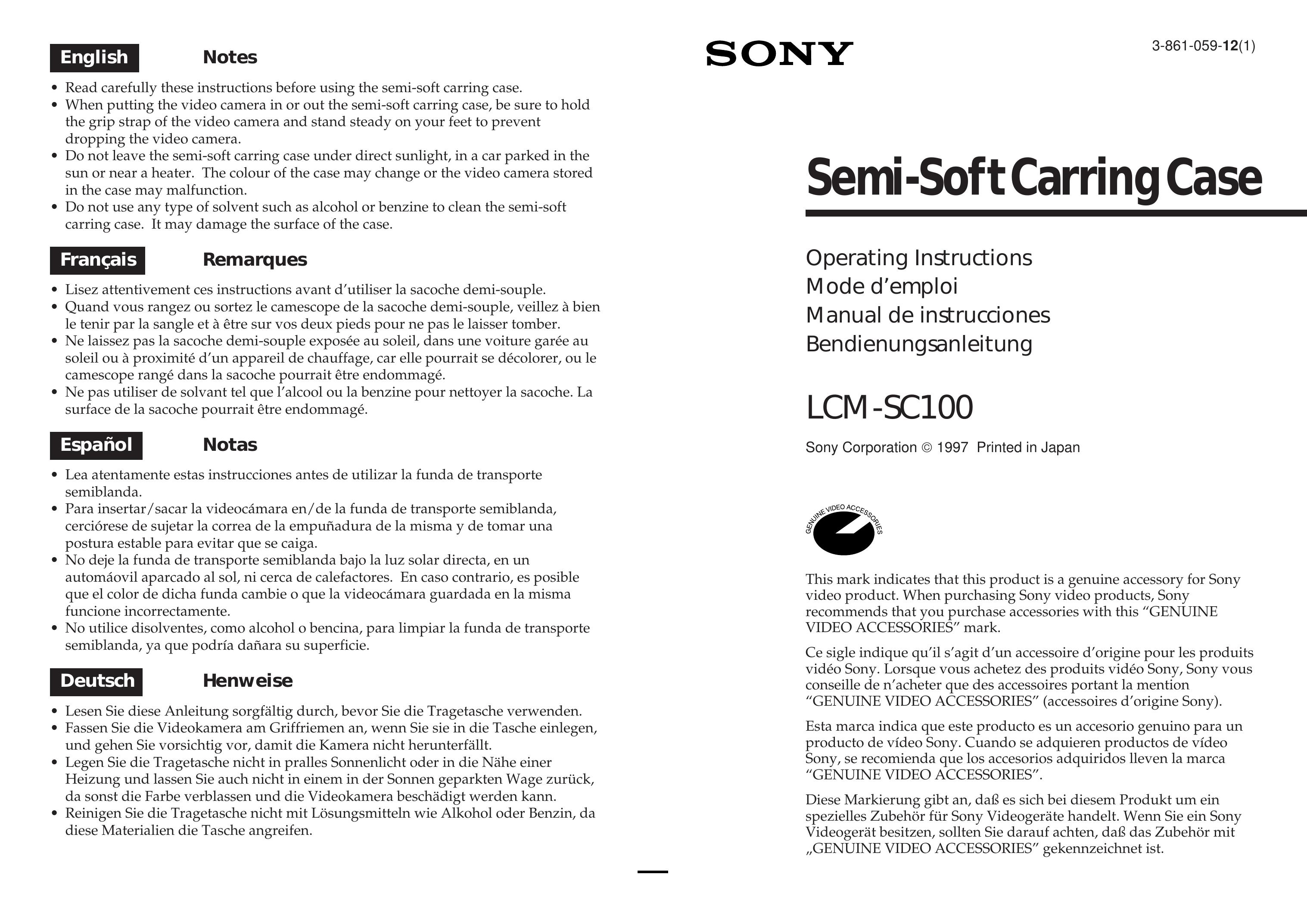Sony LCM-SC100 Camcorder Accessories User Manual