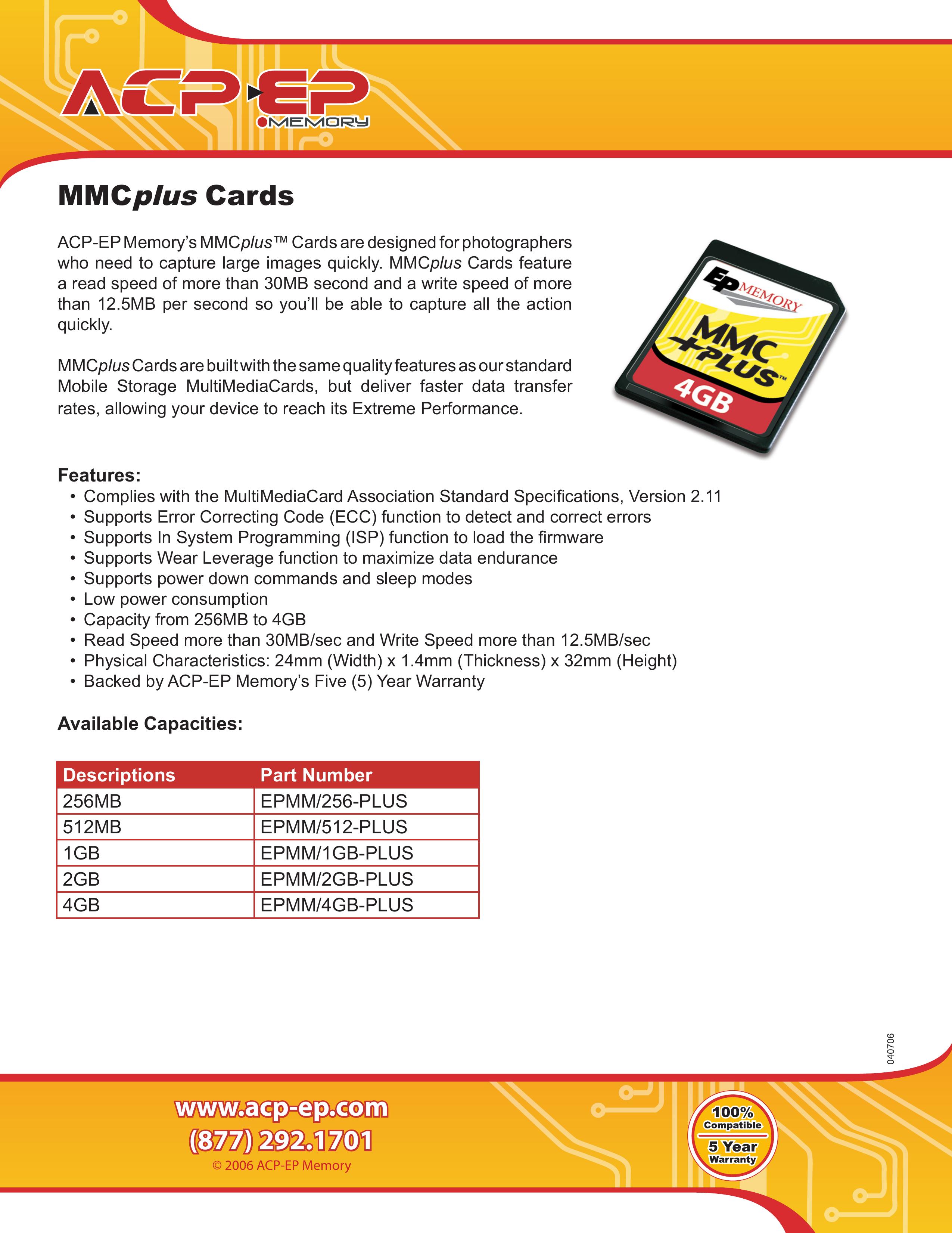 ACP-EP Memory EPMM/4GB-PLUS Camera Accessories User Manual