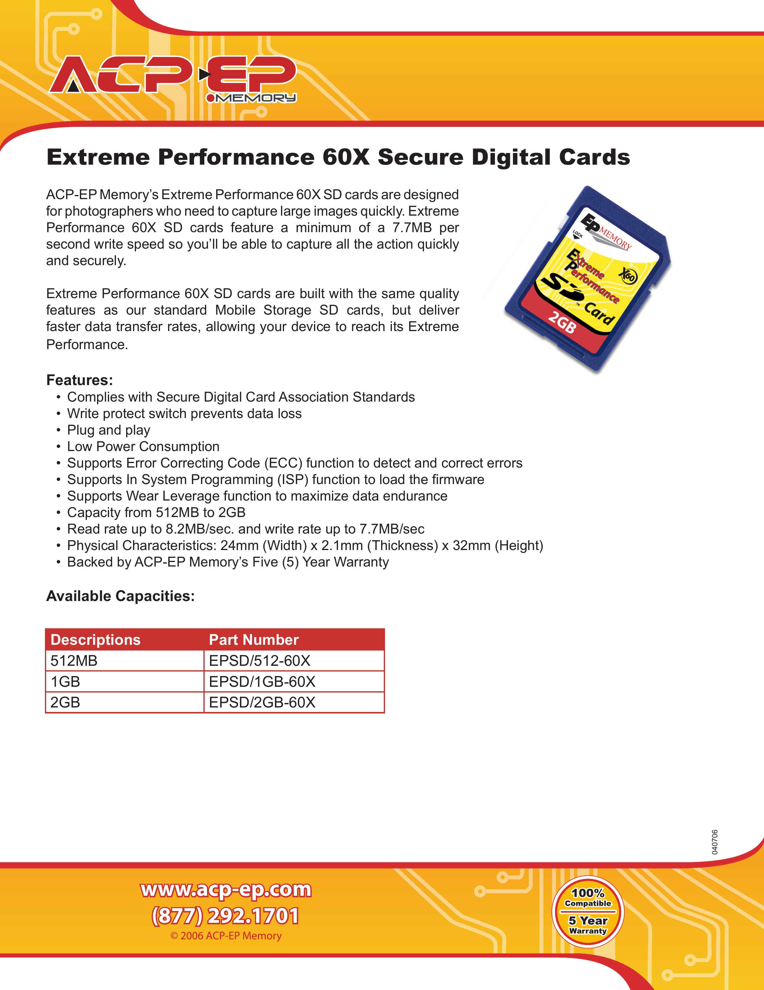 ACP-EP Memory EPSD/512-60X Camera Accessories User Manual
