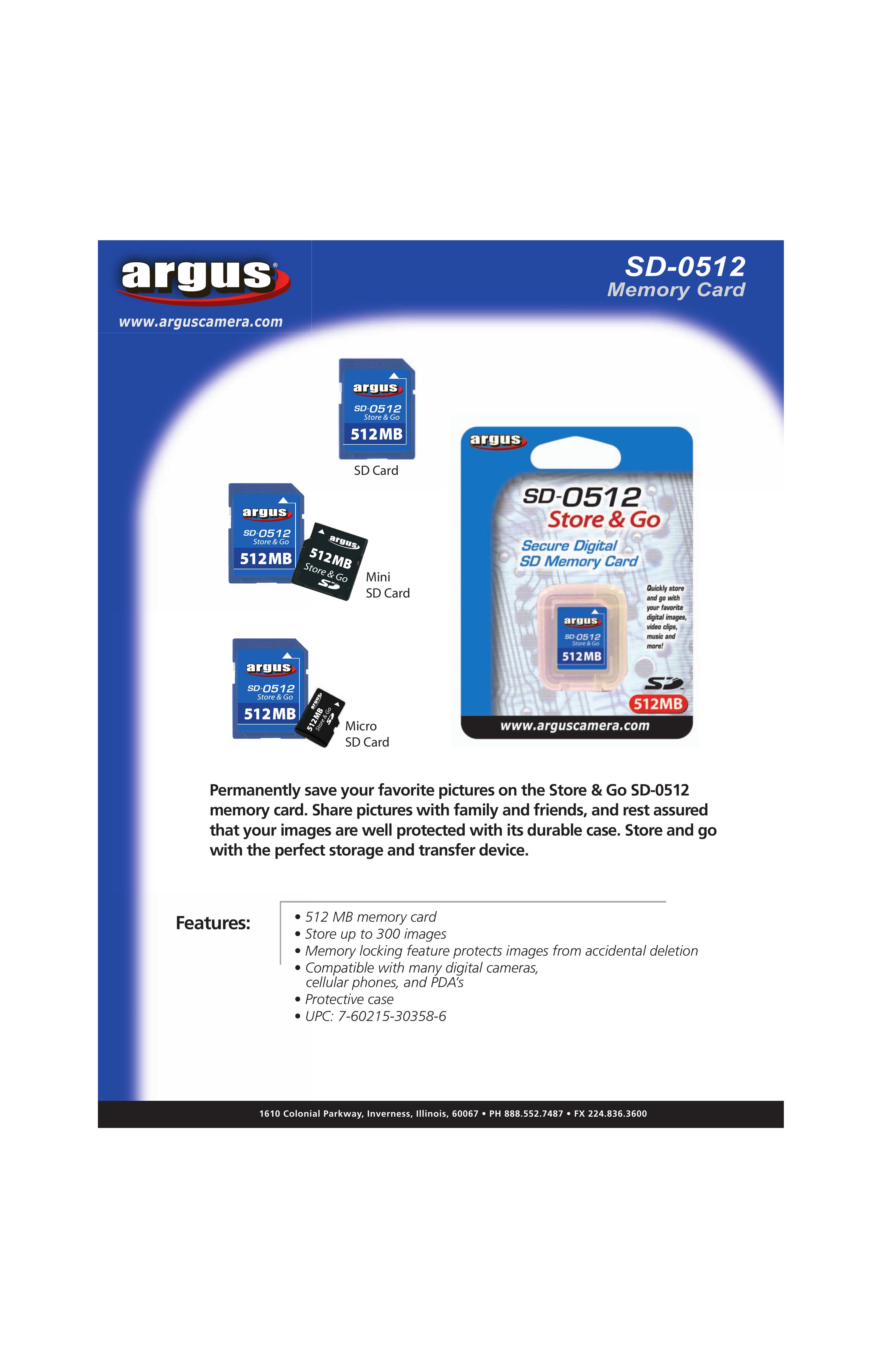 Argus Camera SD-0512 Camera Accessories User Manual