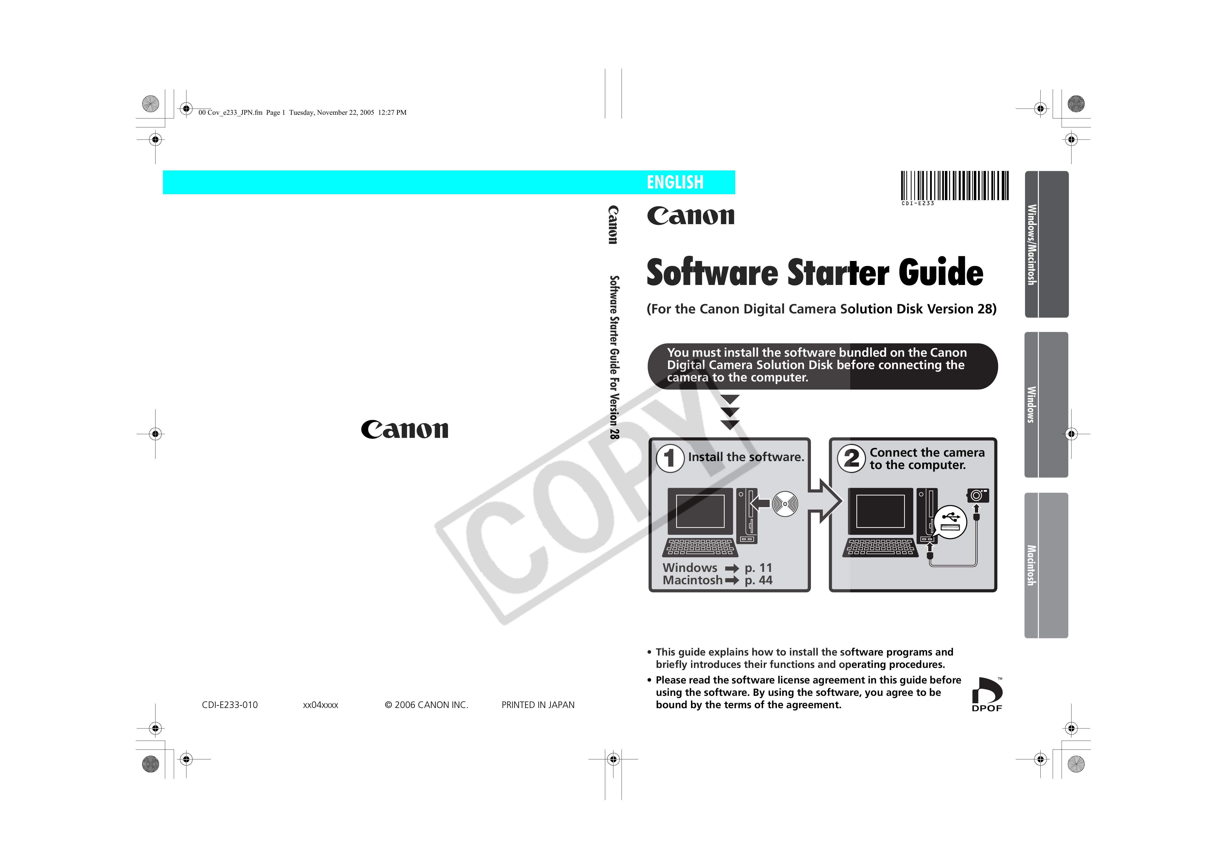 Canon Canon Digital Camera Solution Disk Camera Accessories User Manual