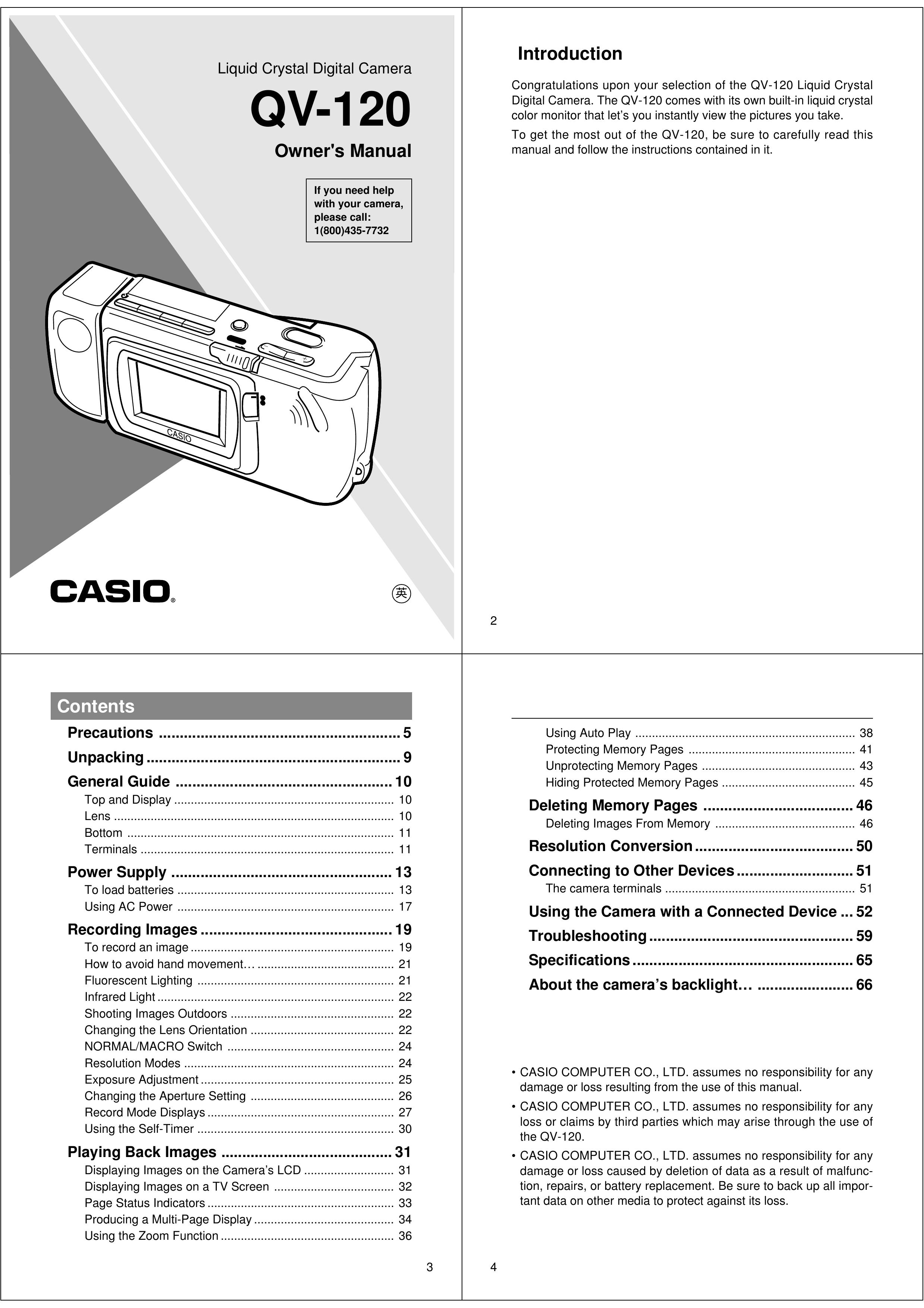Casio QV-120 Camera Accessories User Manual