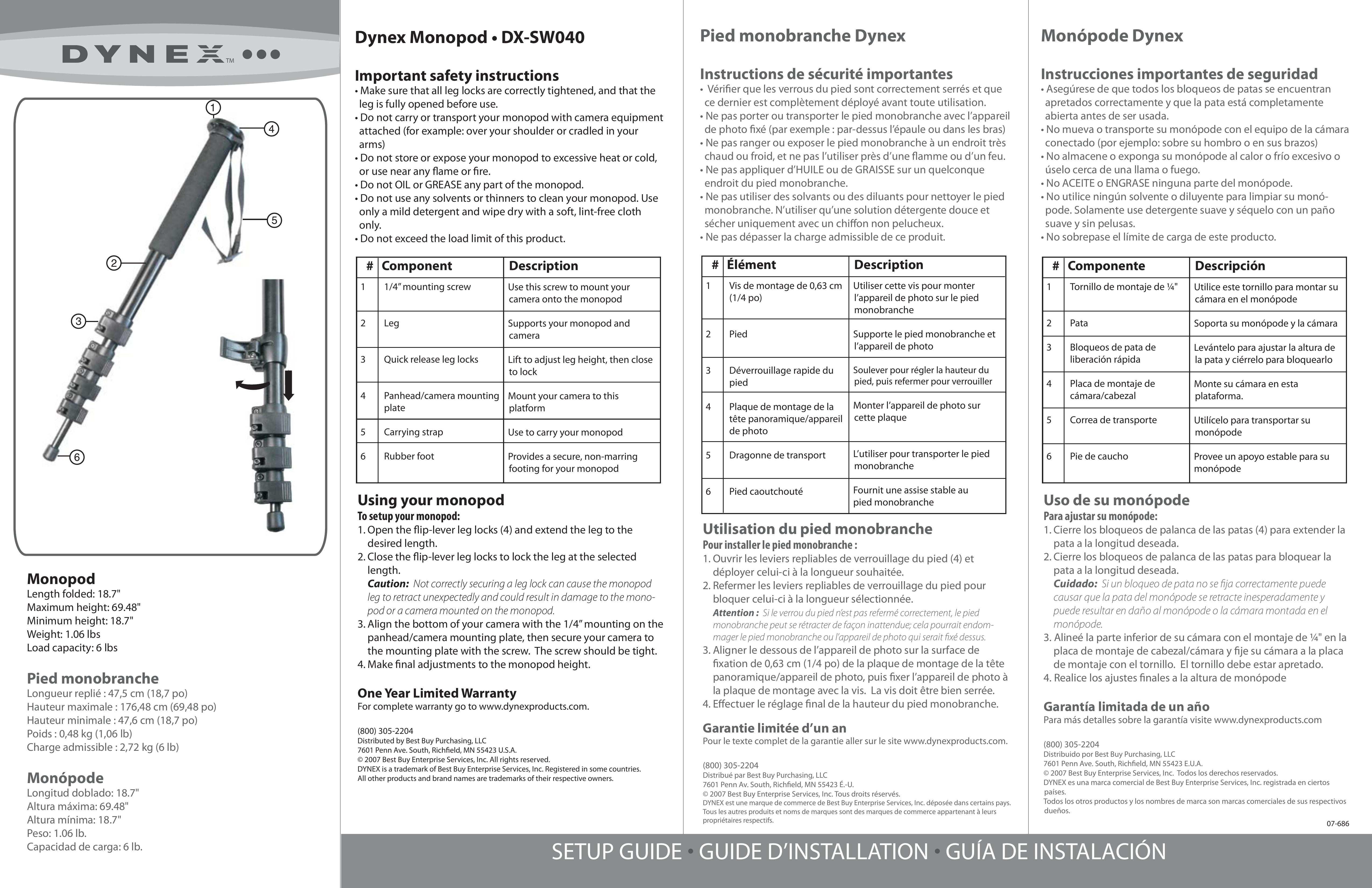 Dynex DX-SW040 Camera Accessories User Manual