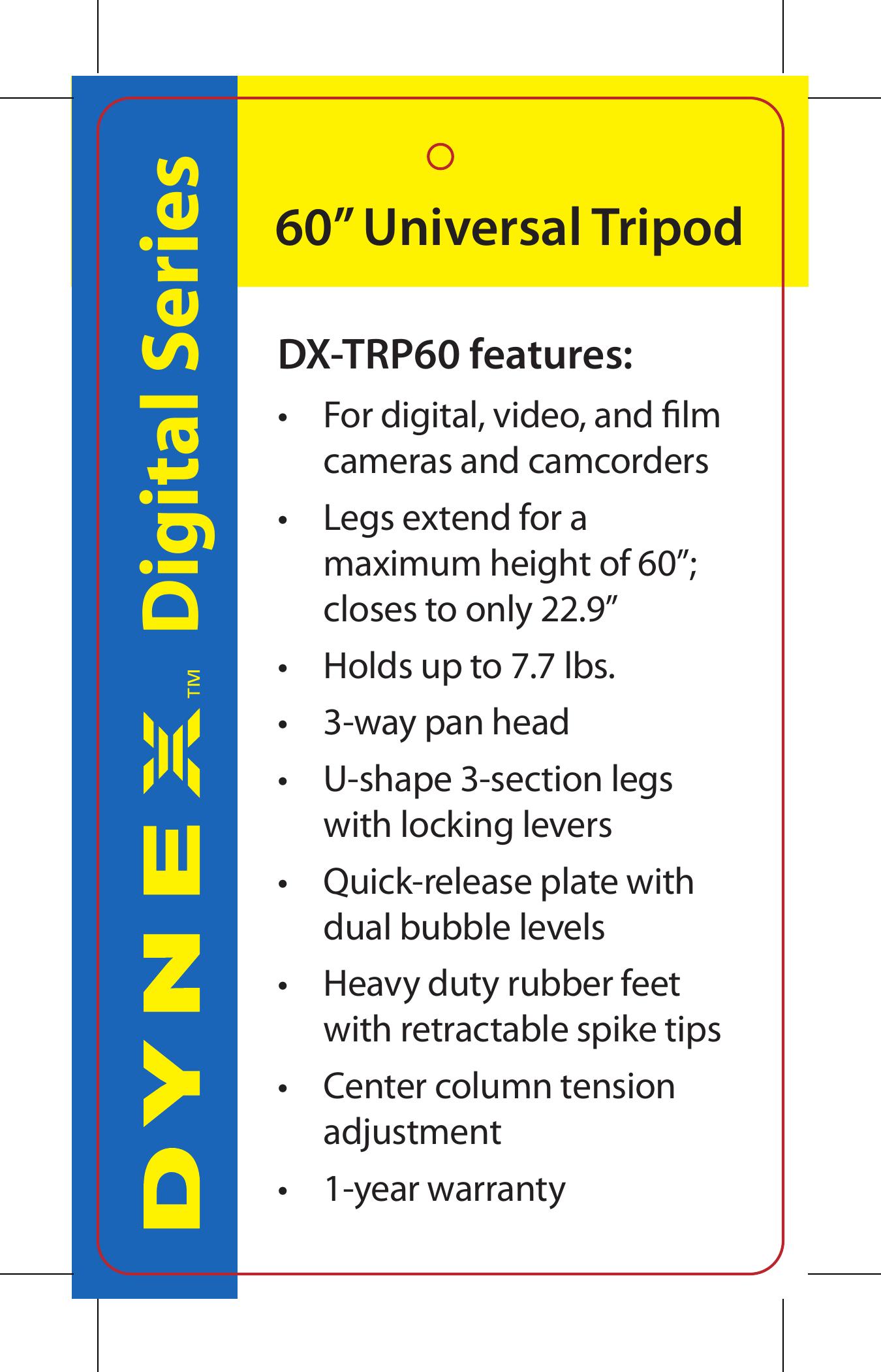 Dynex DX-TRP60 Camera Accessories User Manual
