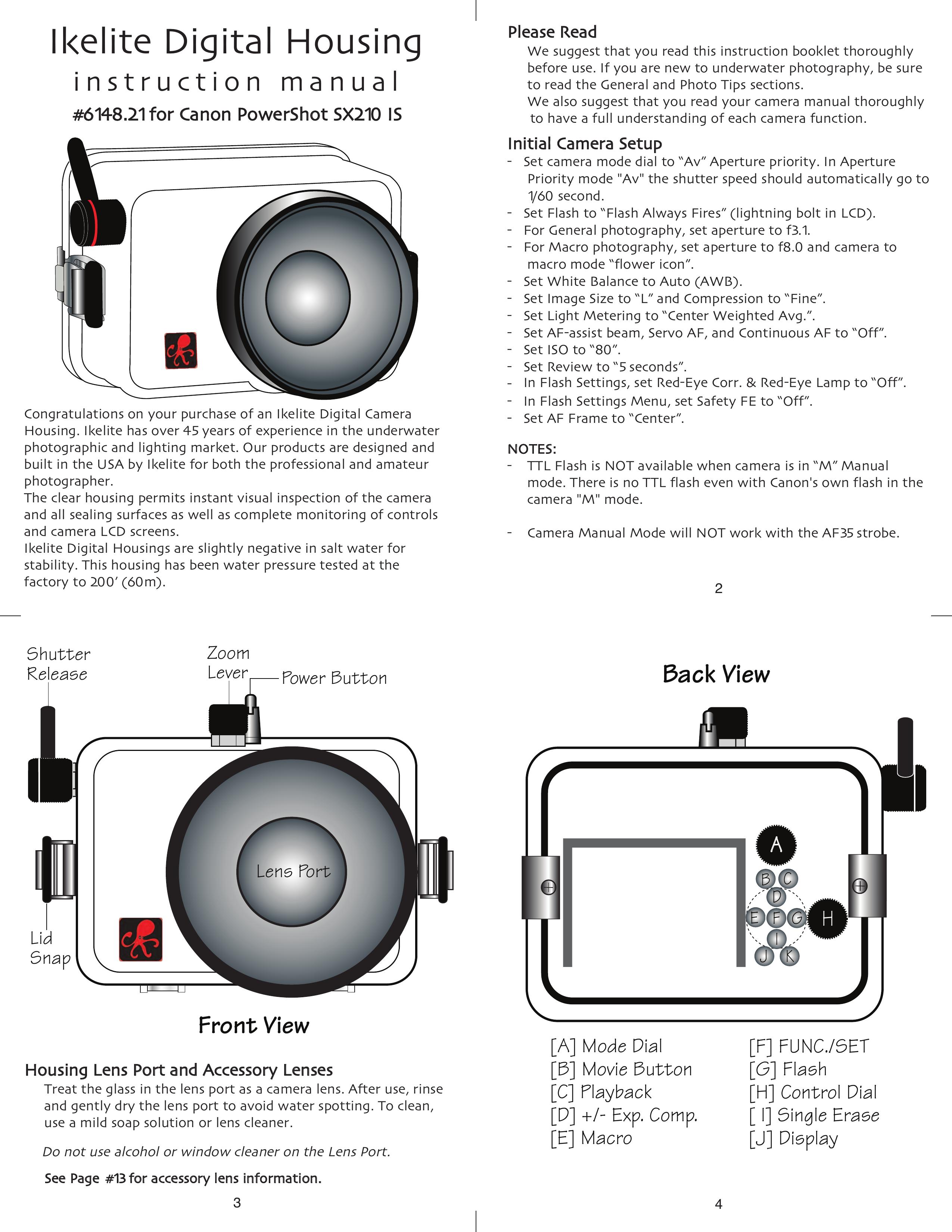 Ikelite SX210 IS Camera Accessories User Manual