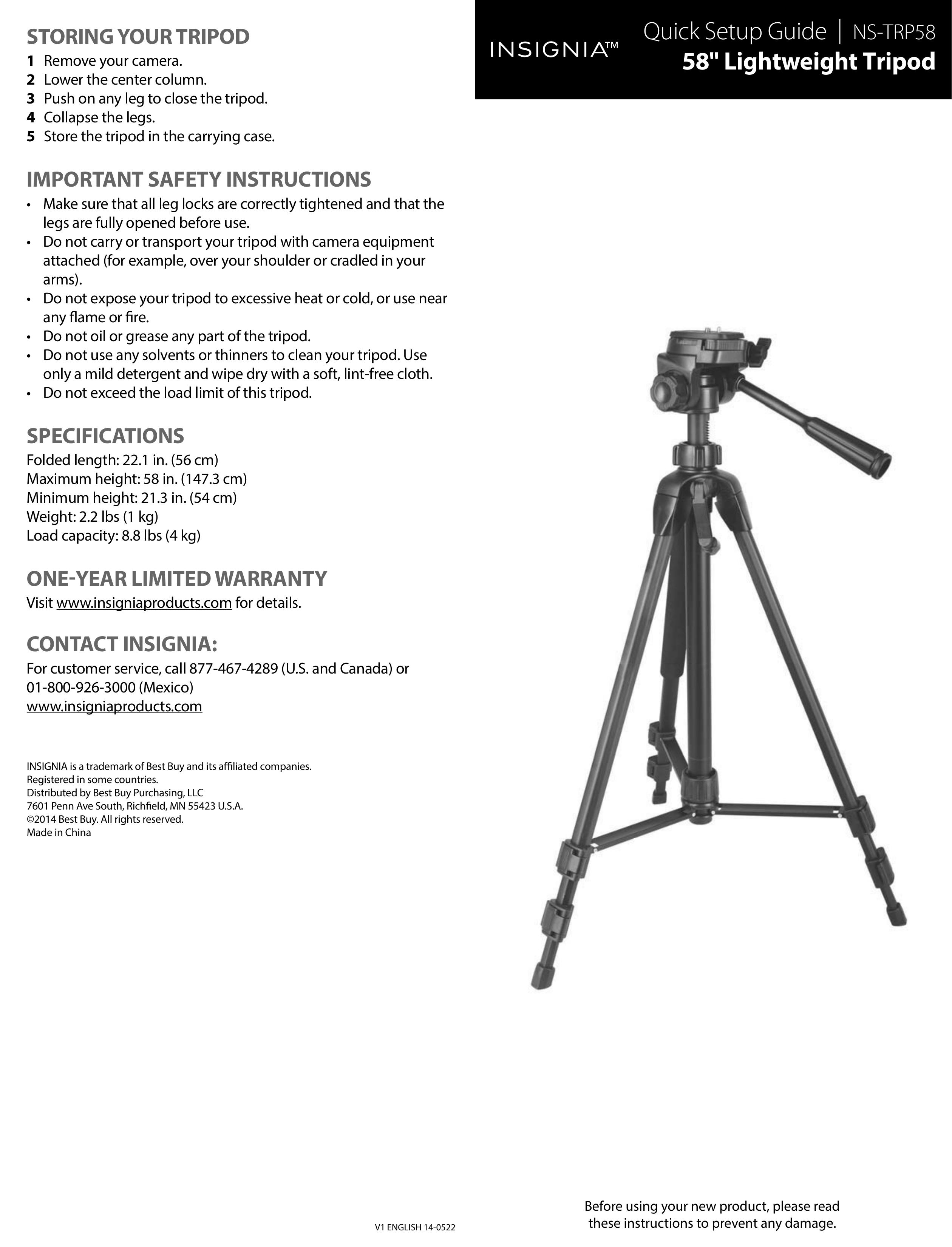 Insignia NS-TRP58 Camera Accessories User Manual