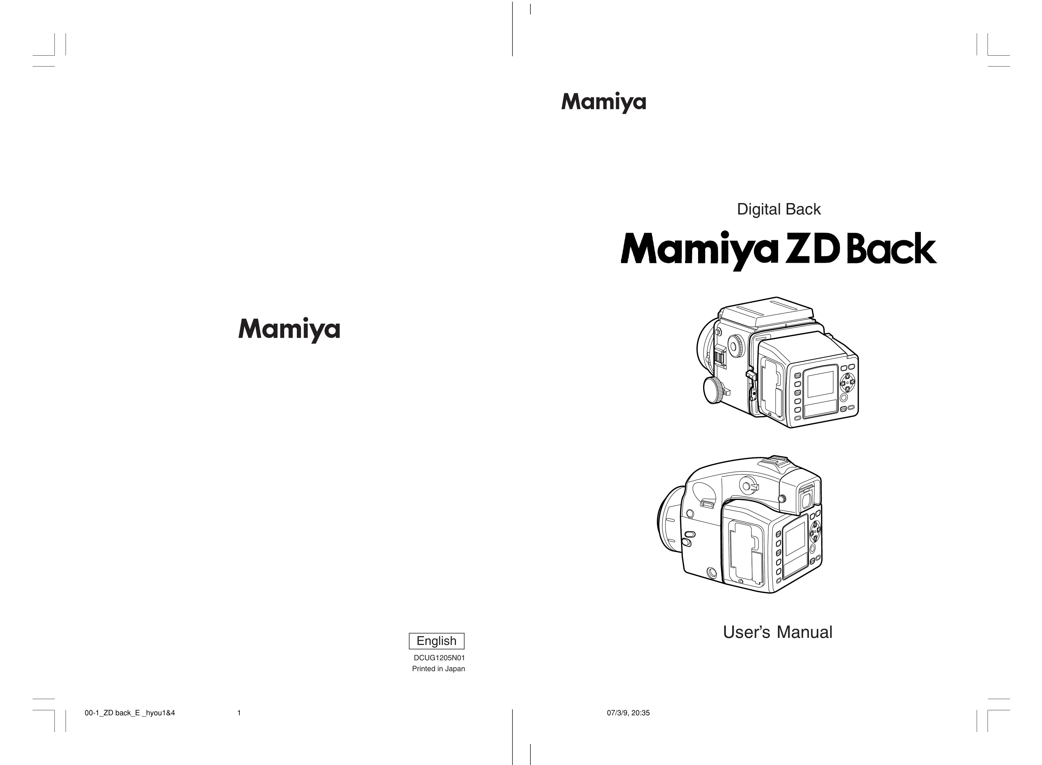 Mamiya Digital Back DCUG1205N01 Camera Accessories User Manual