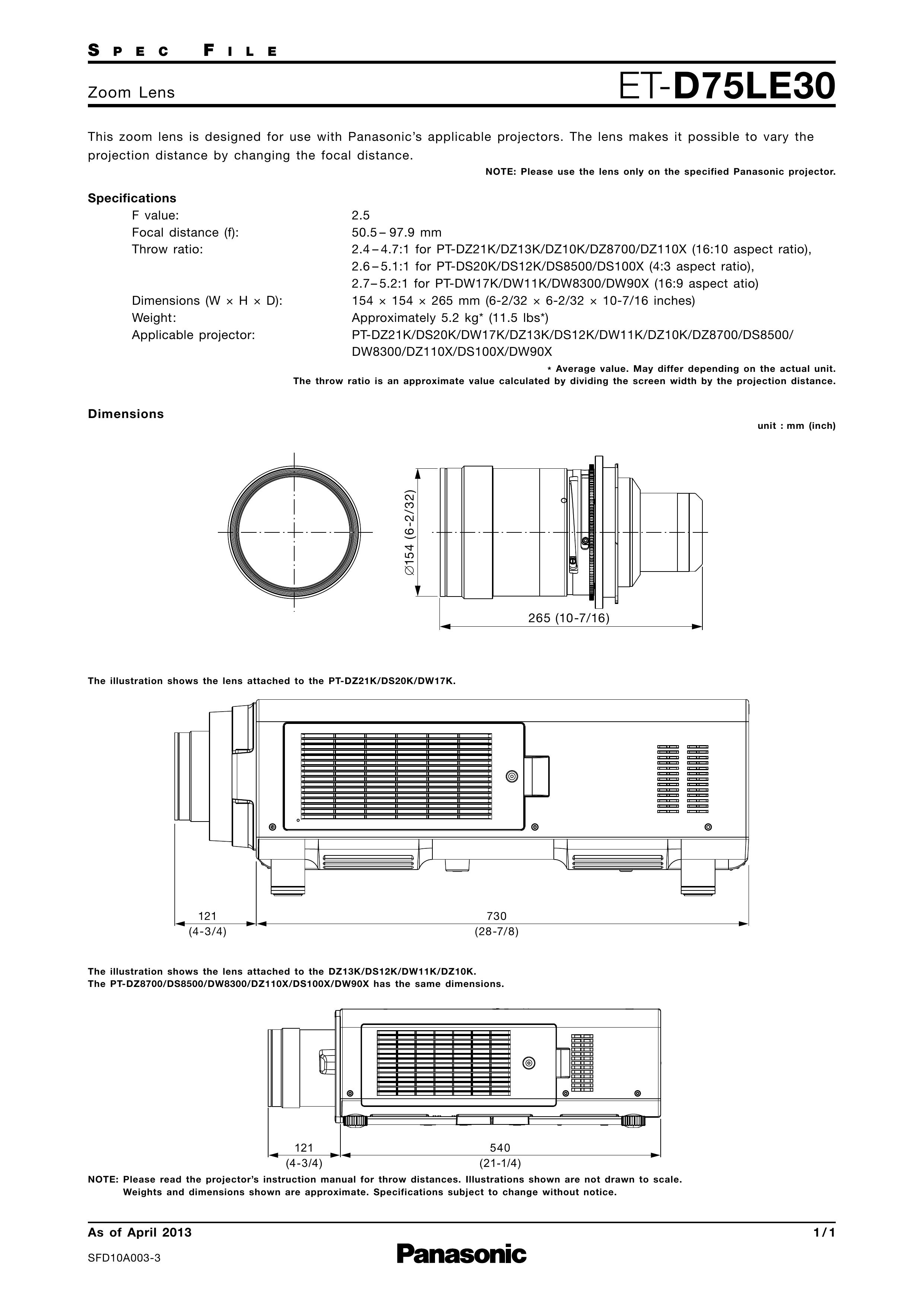 Panasonic ETD75LE30 Camera Accessories User Manual