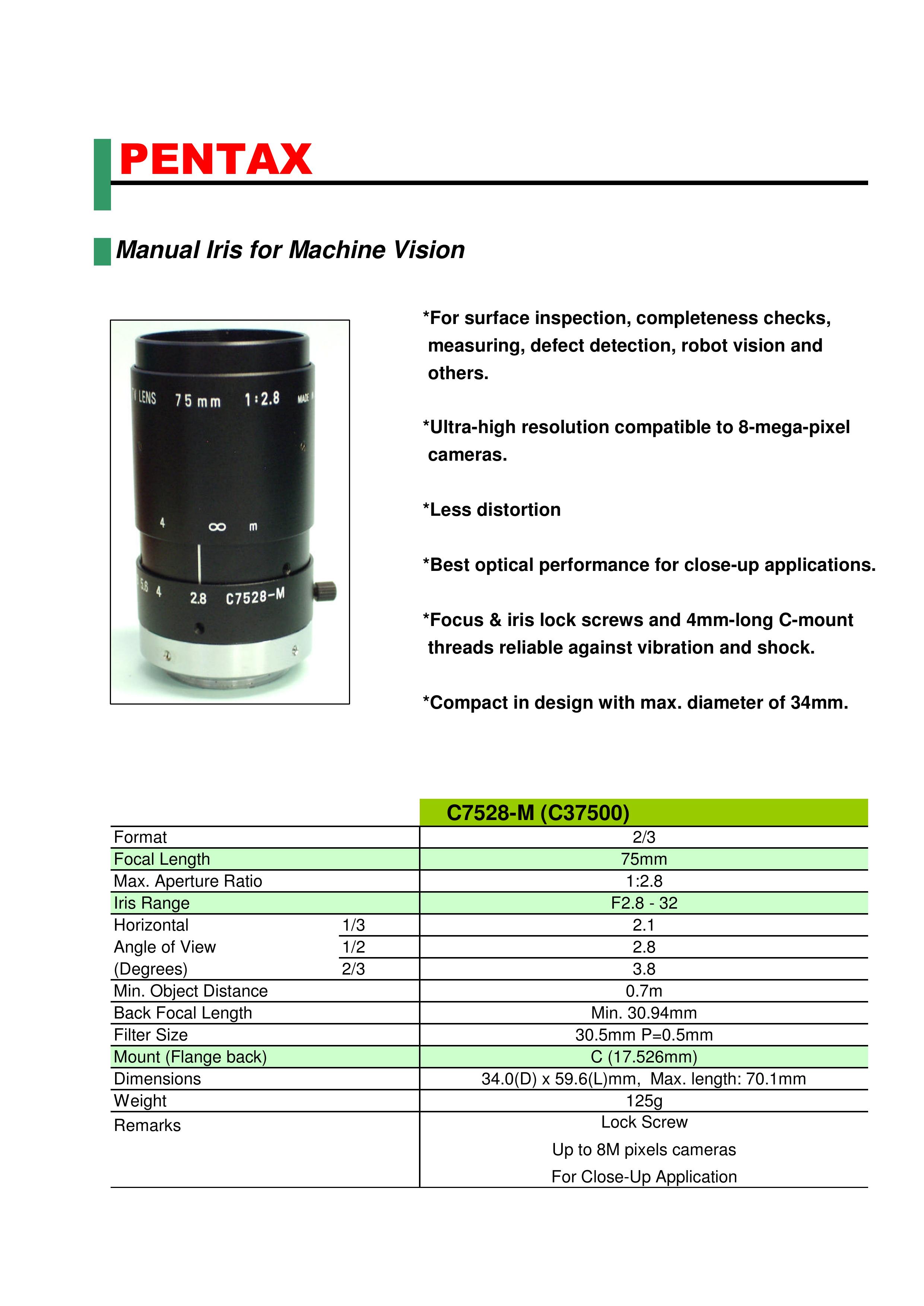 Pentax C7528 Camera Accessories User Manual