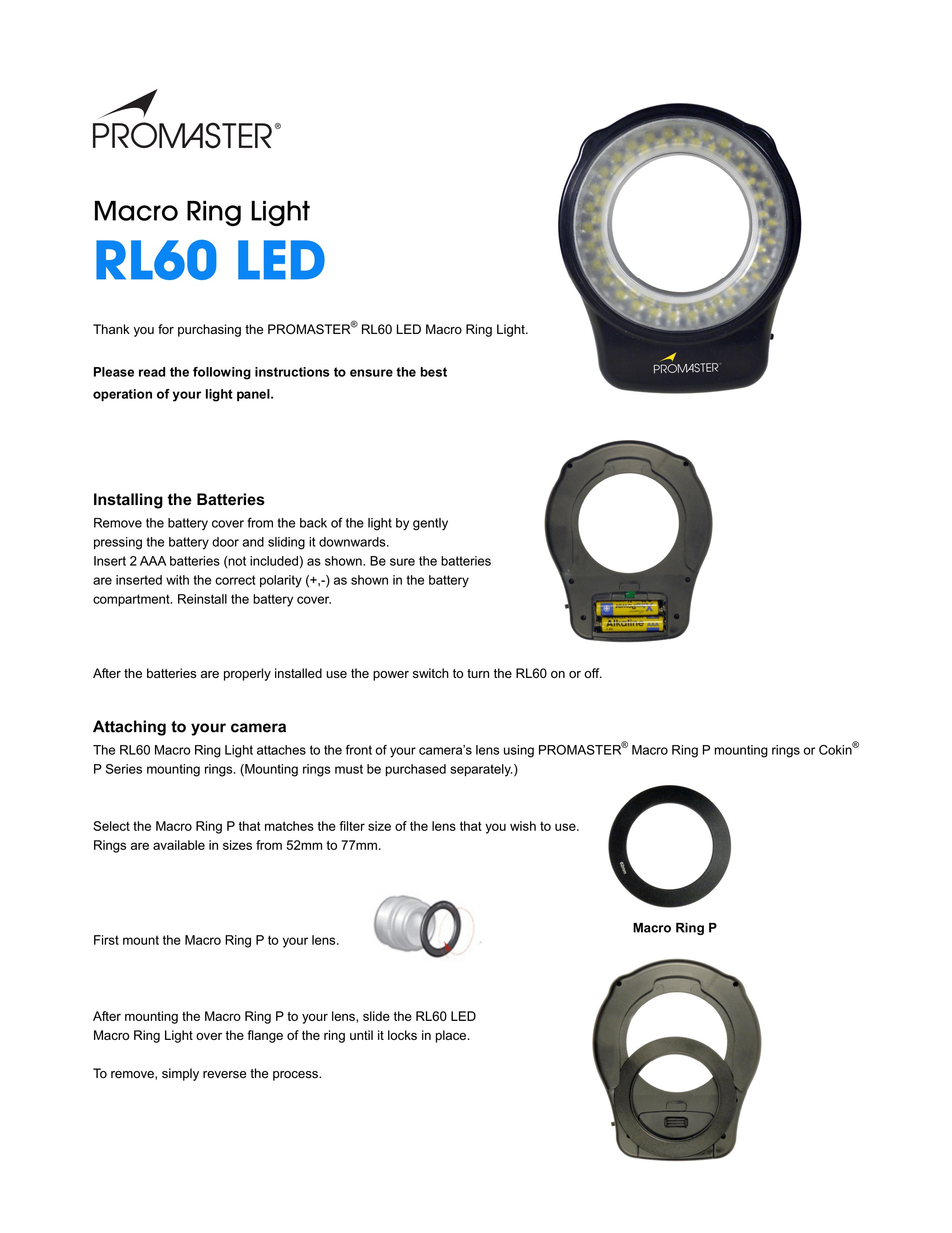 ProMaster RL60 Camera Accessories User Manual