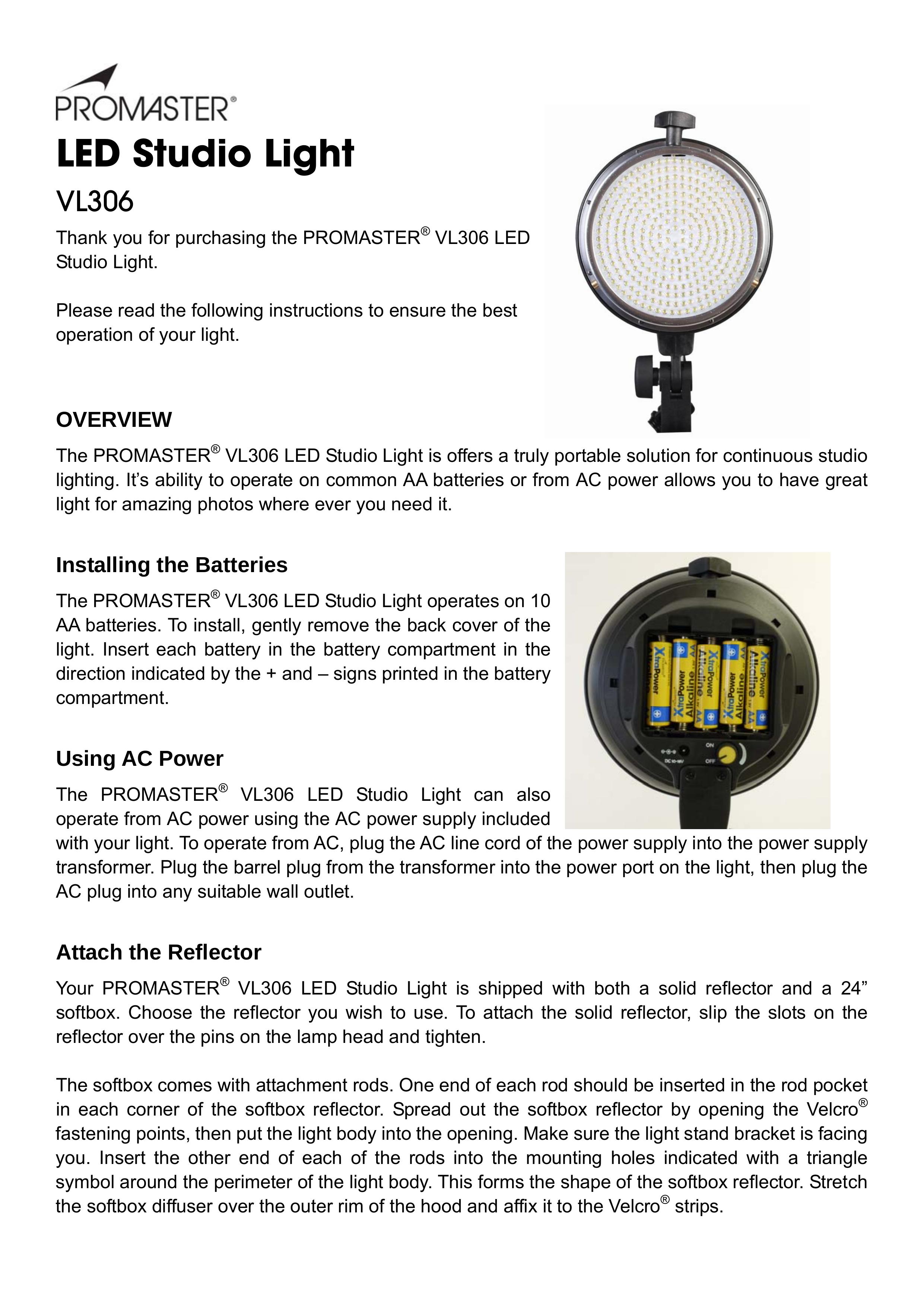 ProMaster VL306 Camera Accessories User Manual