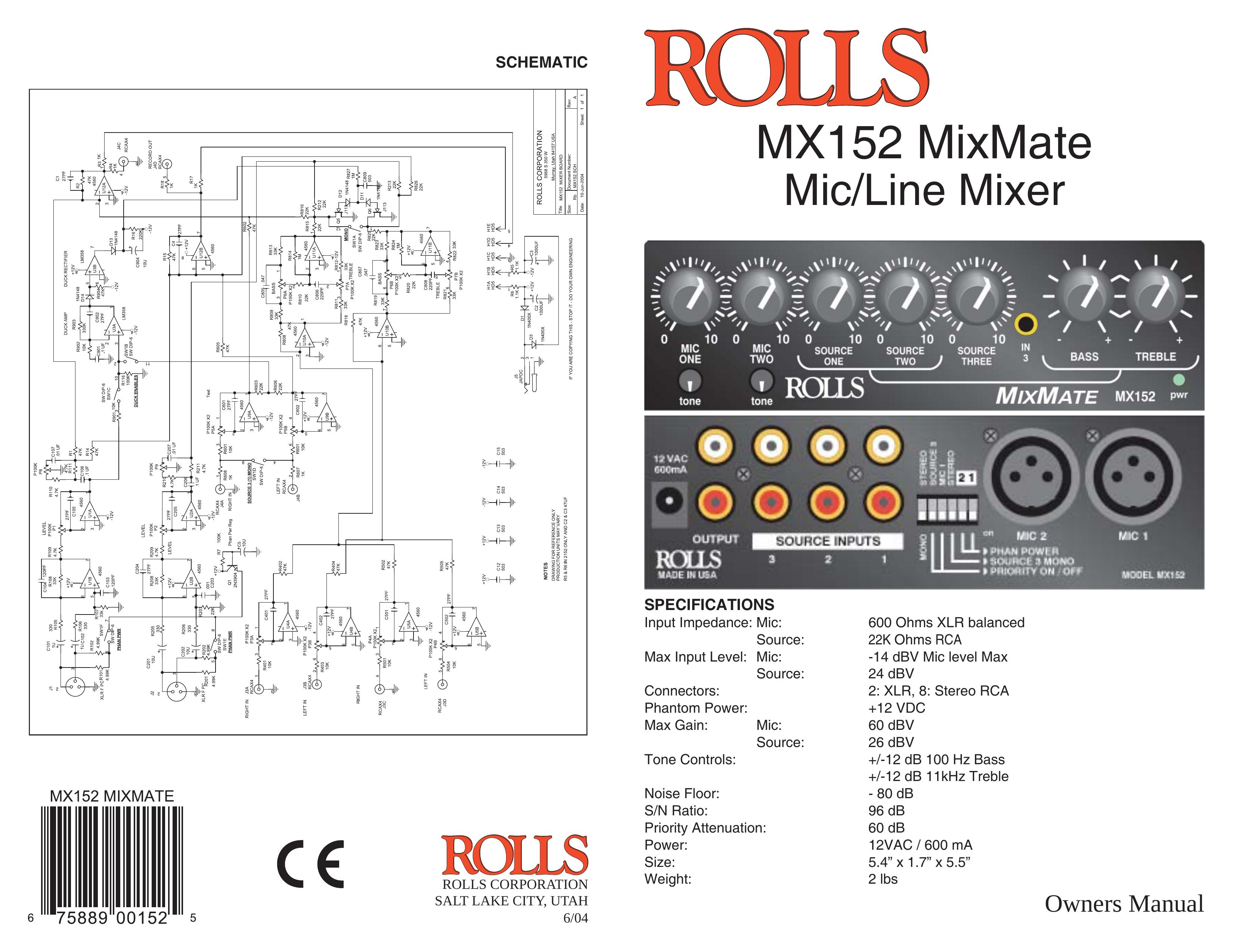 Rolls MX152 Camera Accessories User Manual