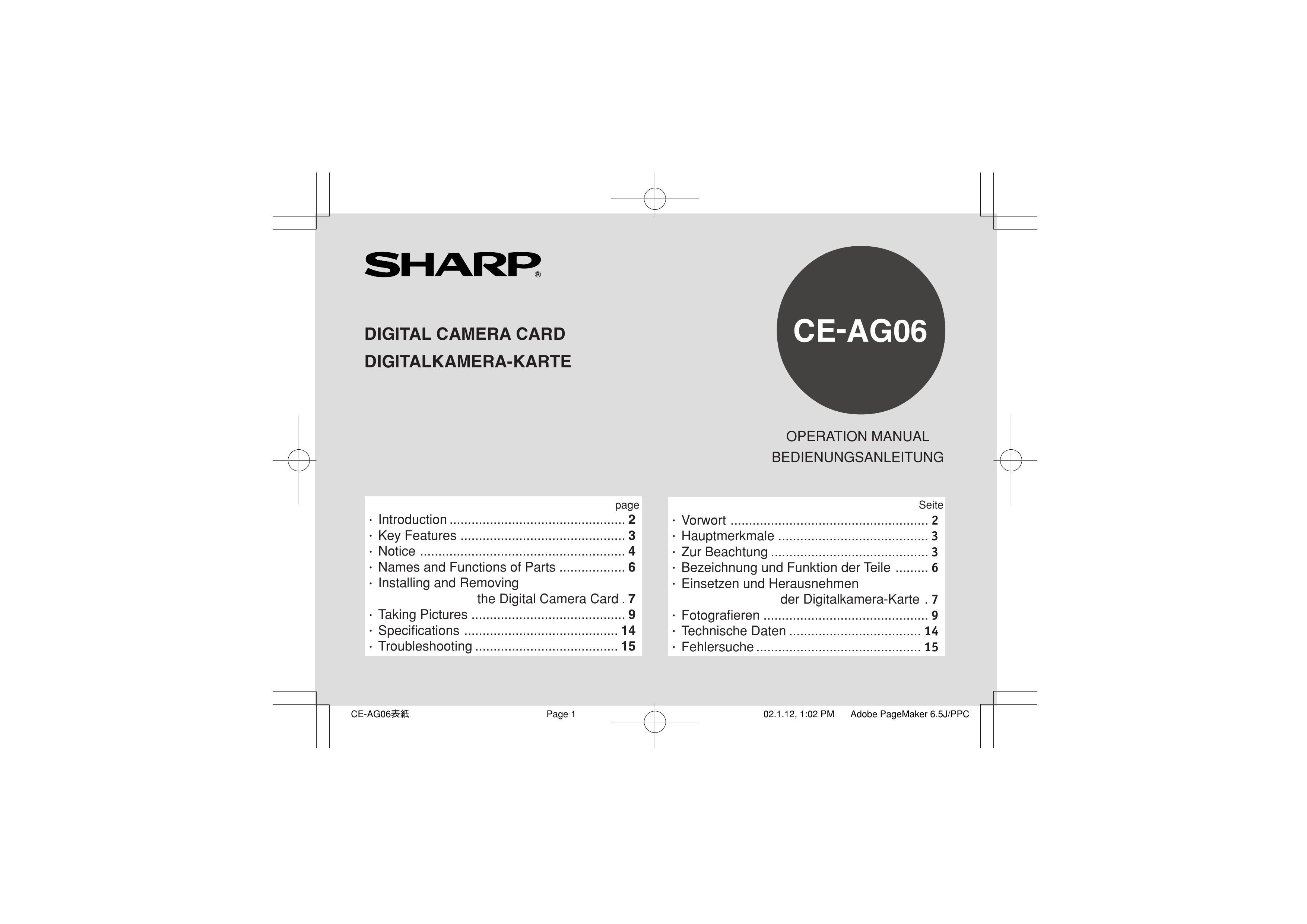 Sharp CE-AG06 Camera Accessories User Manual