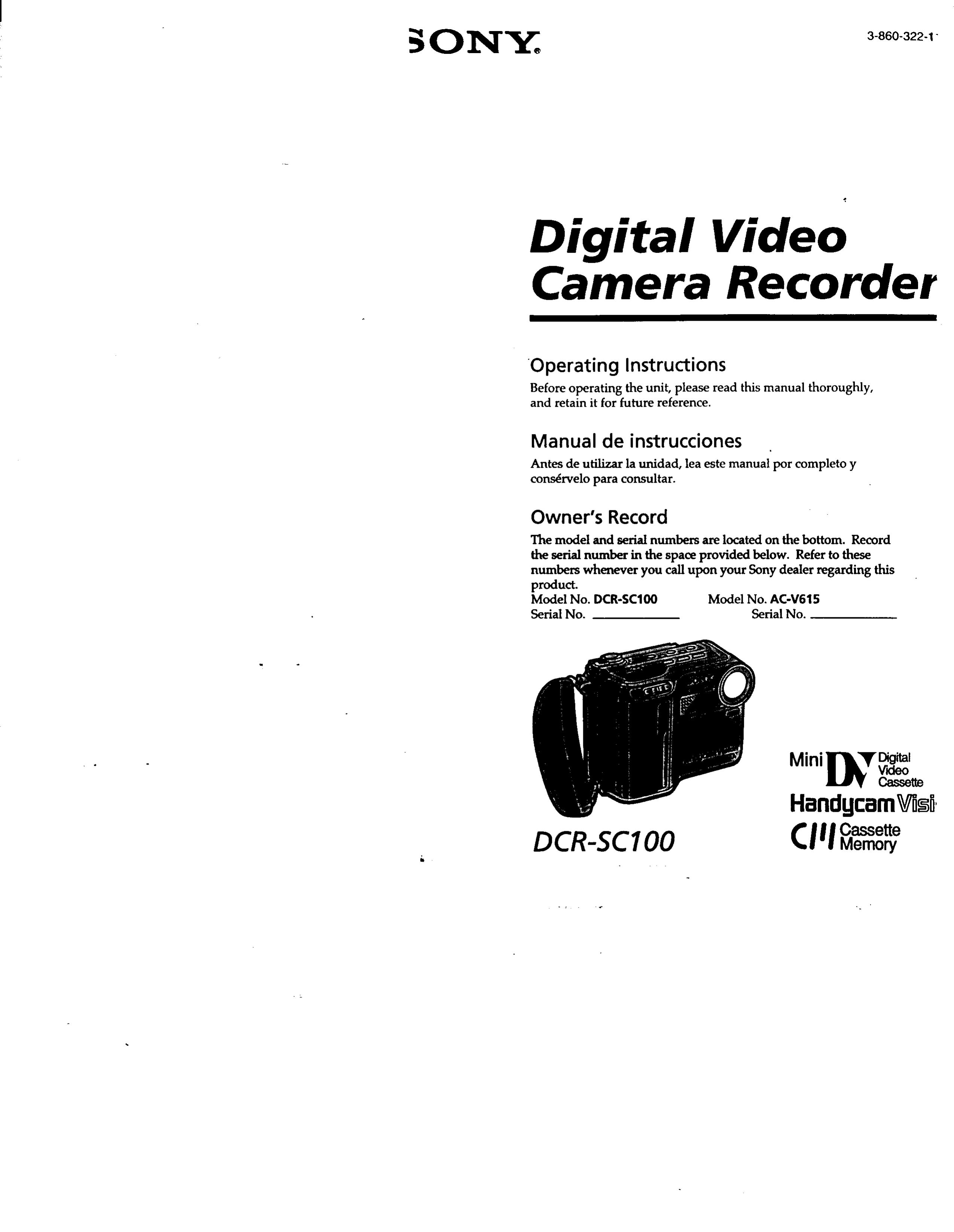 Sony AC-V615 Camera Accessories User Manual